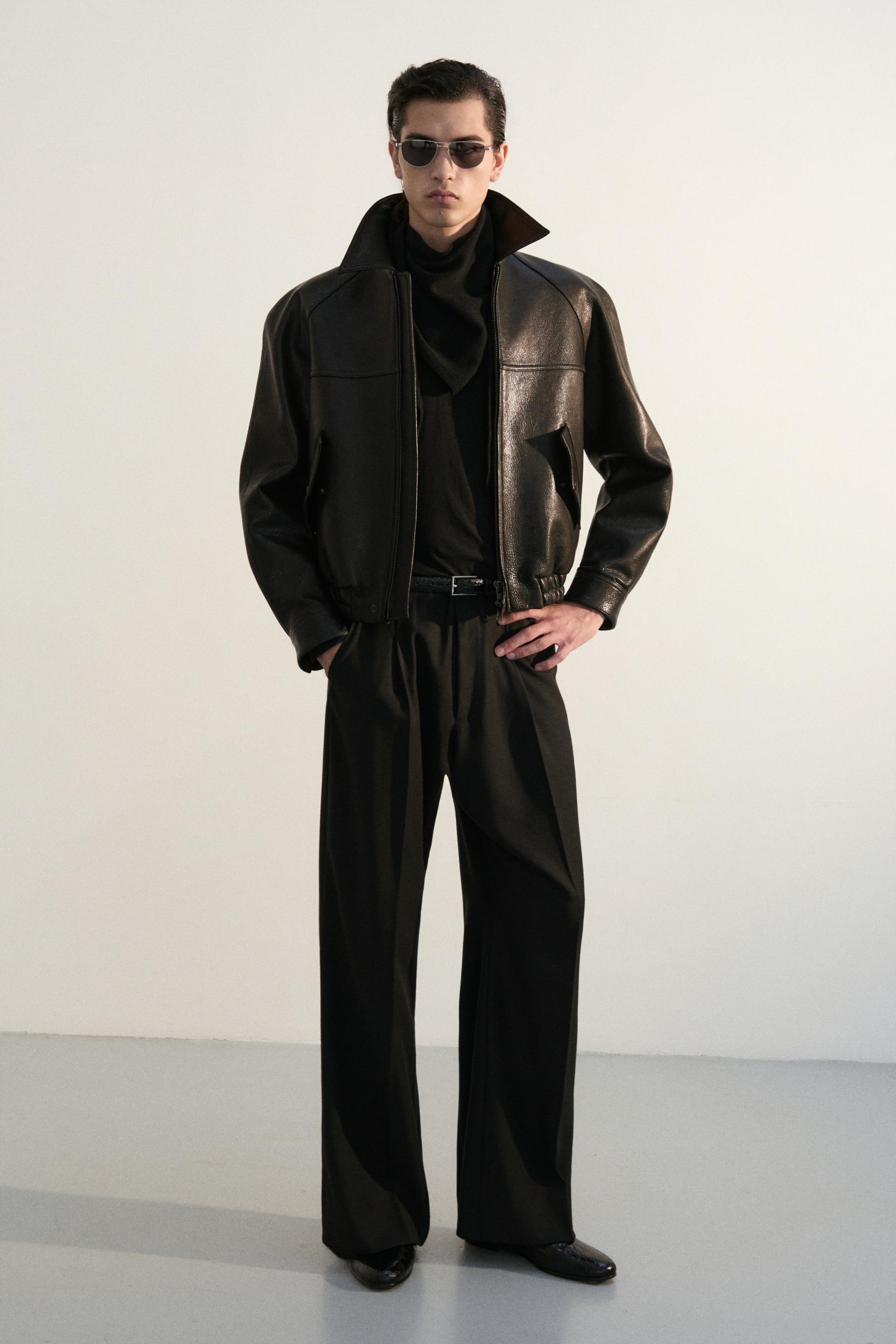 GALA PLEATED WIDE-LEG TROUSERS BLACK