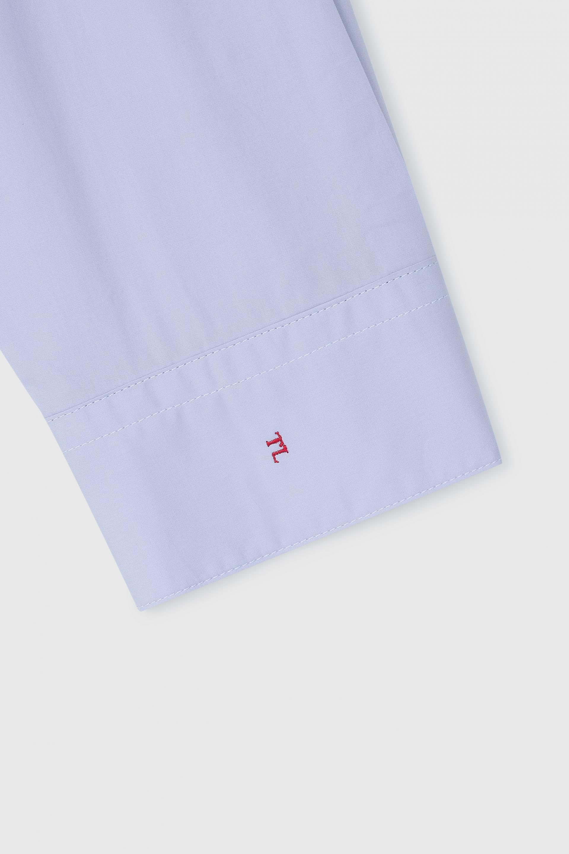 SOLID COTTON POPLIN BOY SHIRT BLUE