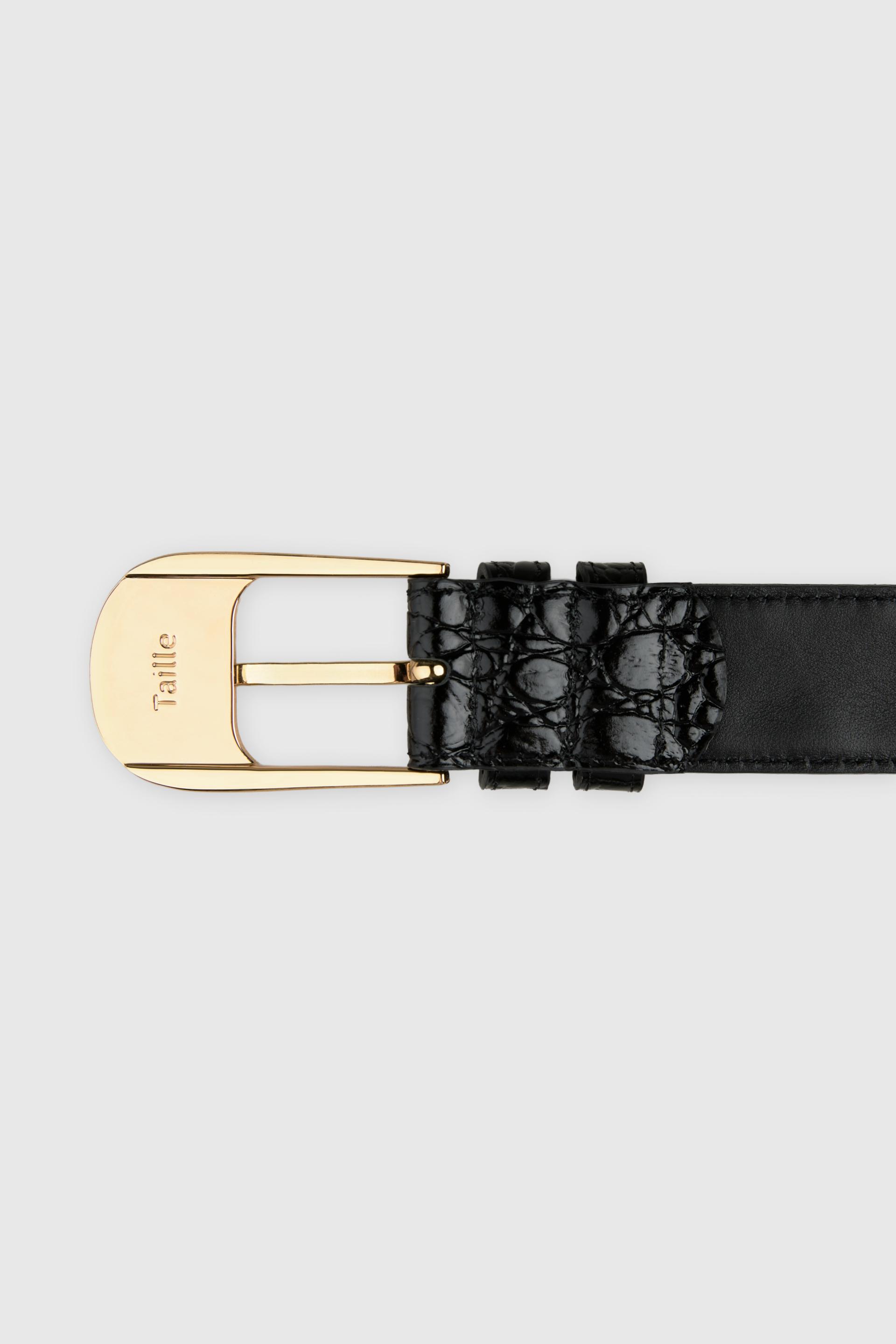 OMBRA BUCKLE BELT BLACK CROCO GOLD