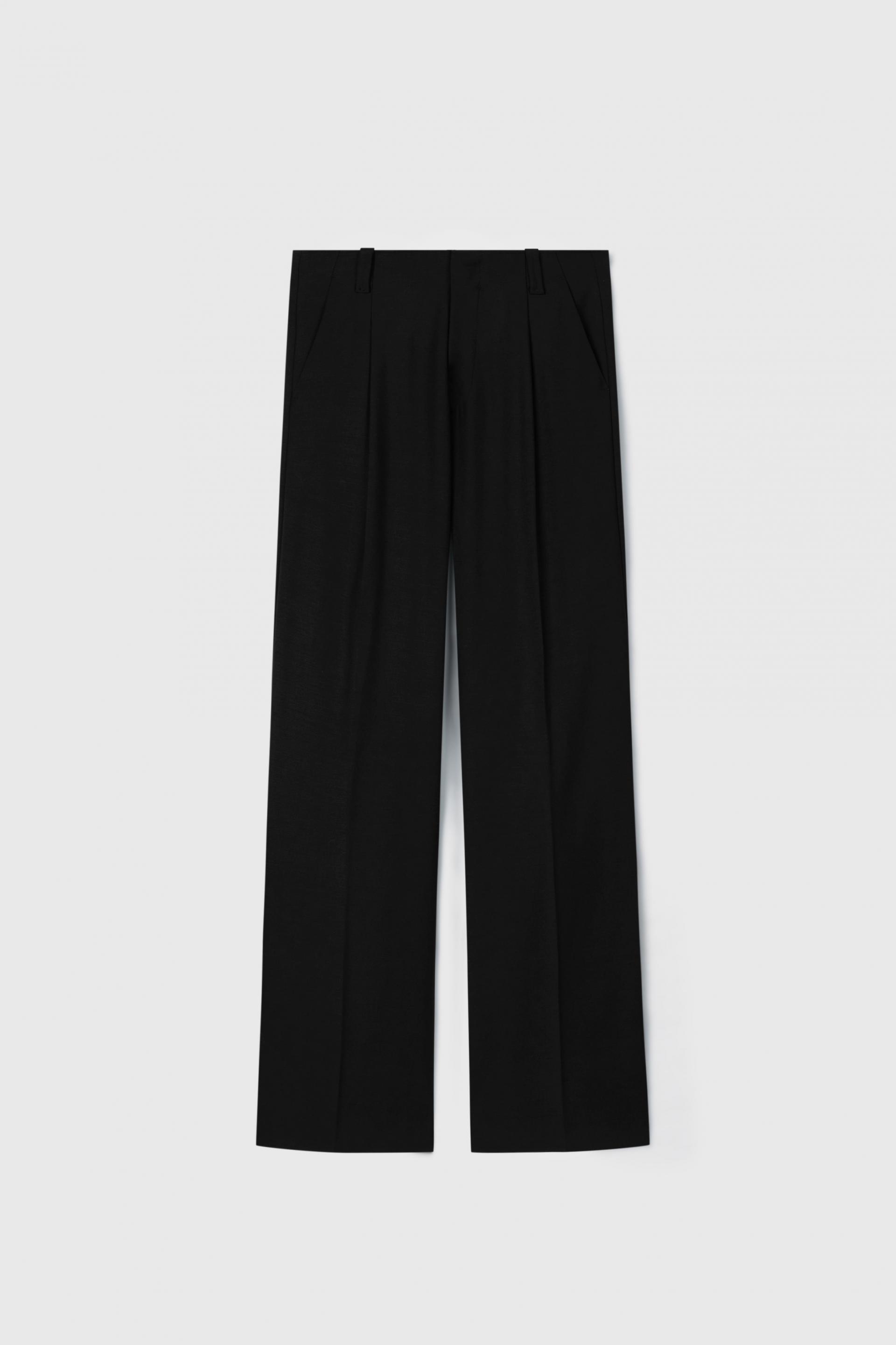 GALA PLEATED WIDE-LEG TROUSERS BLACK
