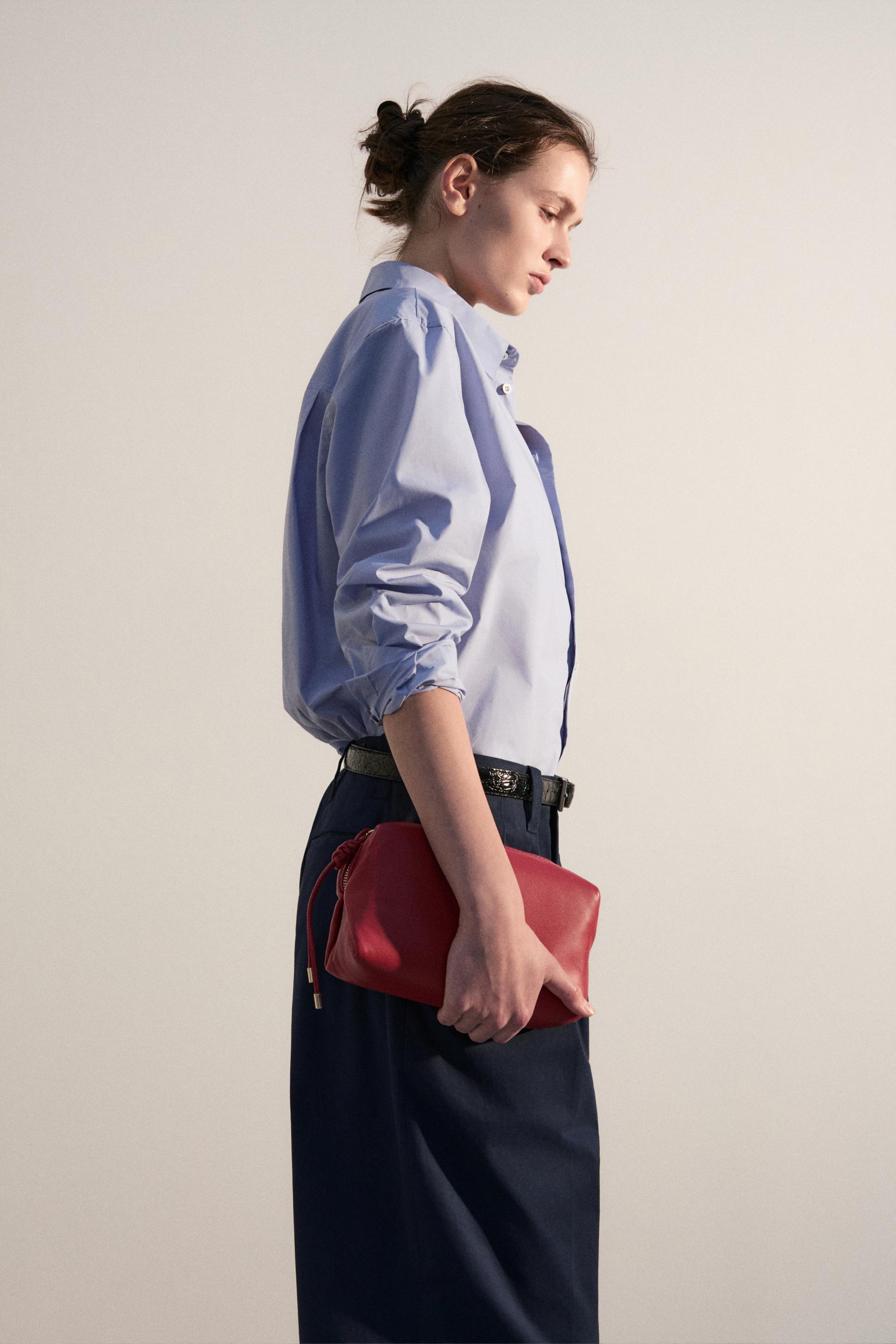 SOLID COTTON POPLIN BOY SHIRT BLUE