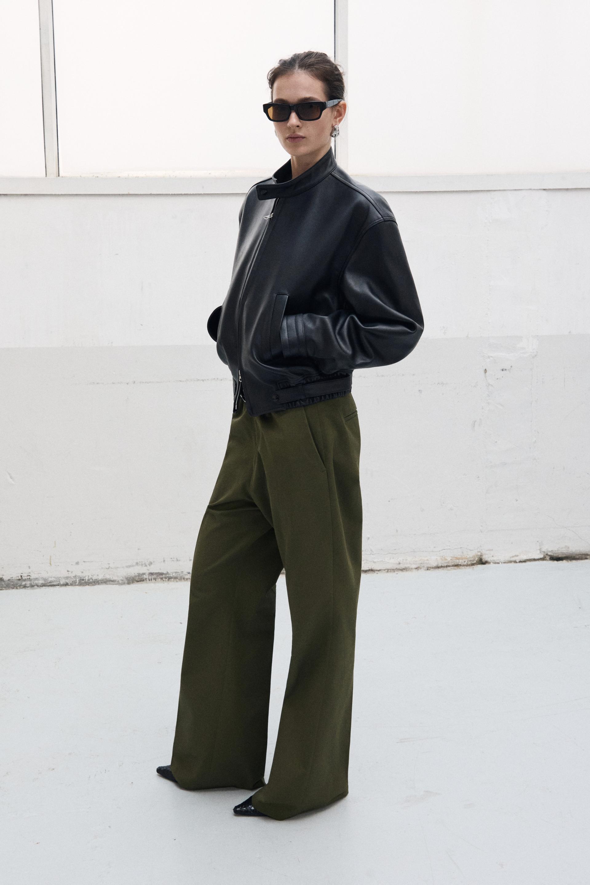FONTA COTTON DRESS TROUSERS OLIVE DROP