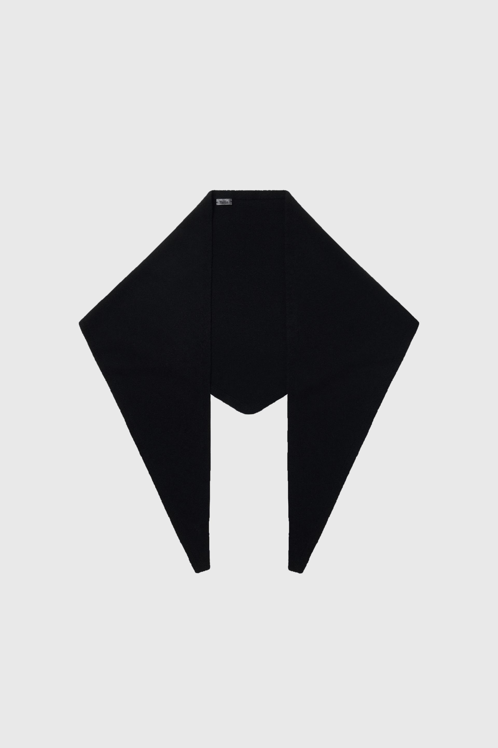 MERINO WOOL TRIANGULAR SCARF BLACK