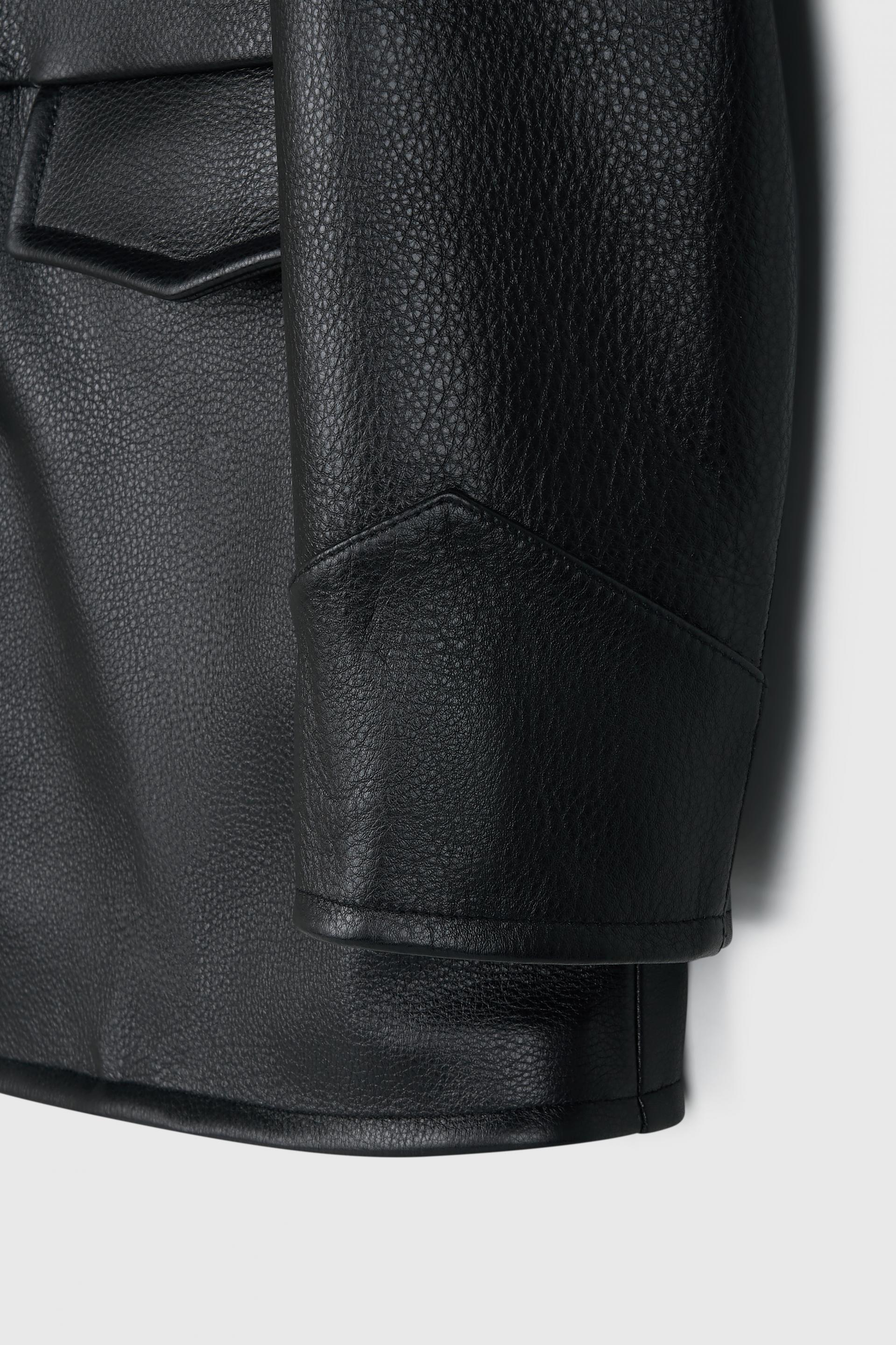 PEBBLE NAPPA LEATHER CAR COAT BLACK