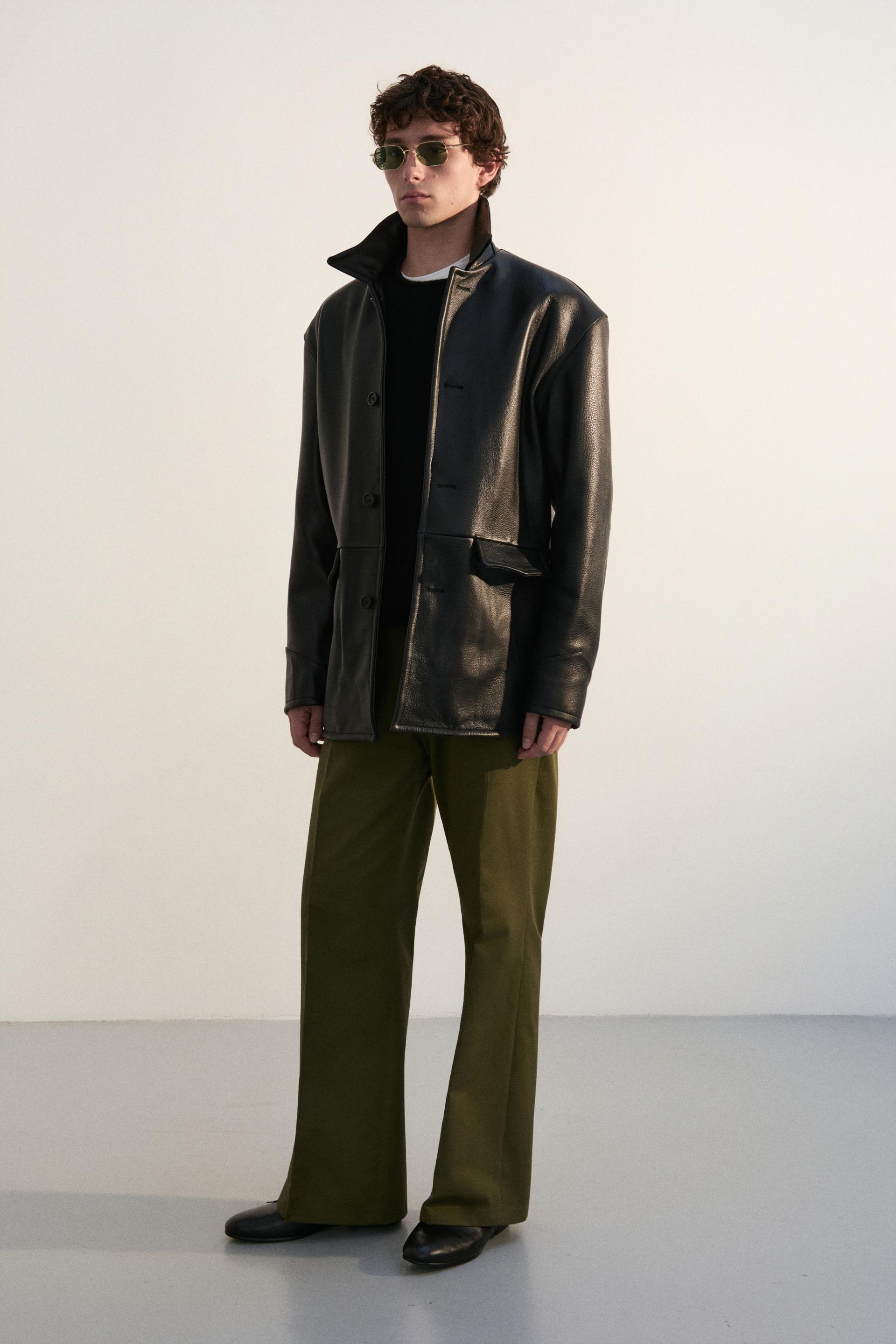 FONTA COTTON DRESS TROUSERS OLIVE DROP
