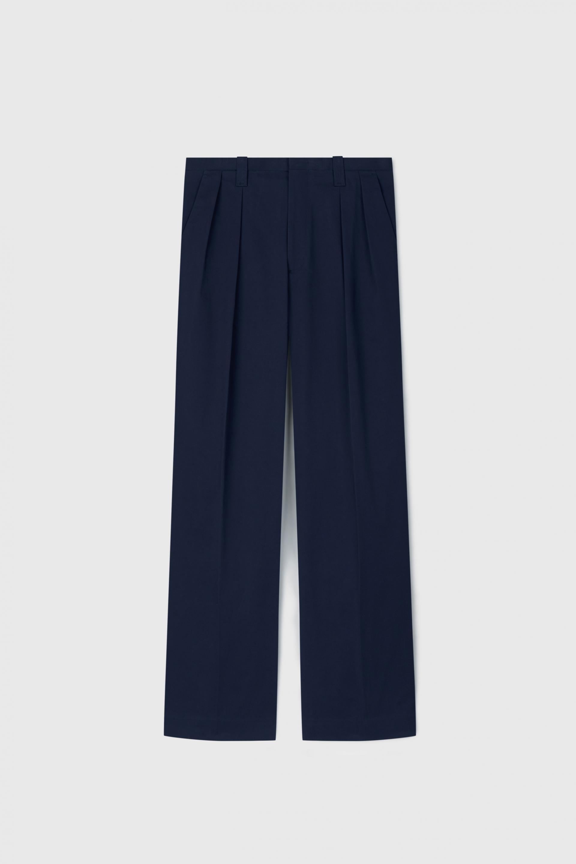 KILT TAILORED COTTON TROUSERS BLUE NAVY