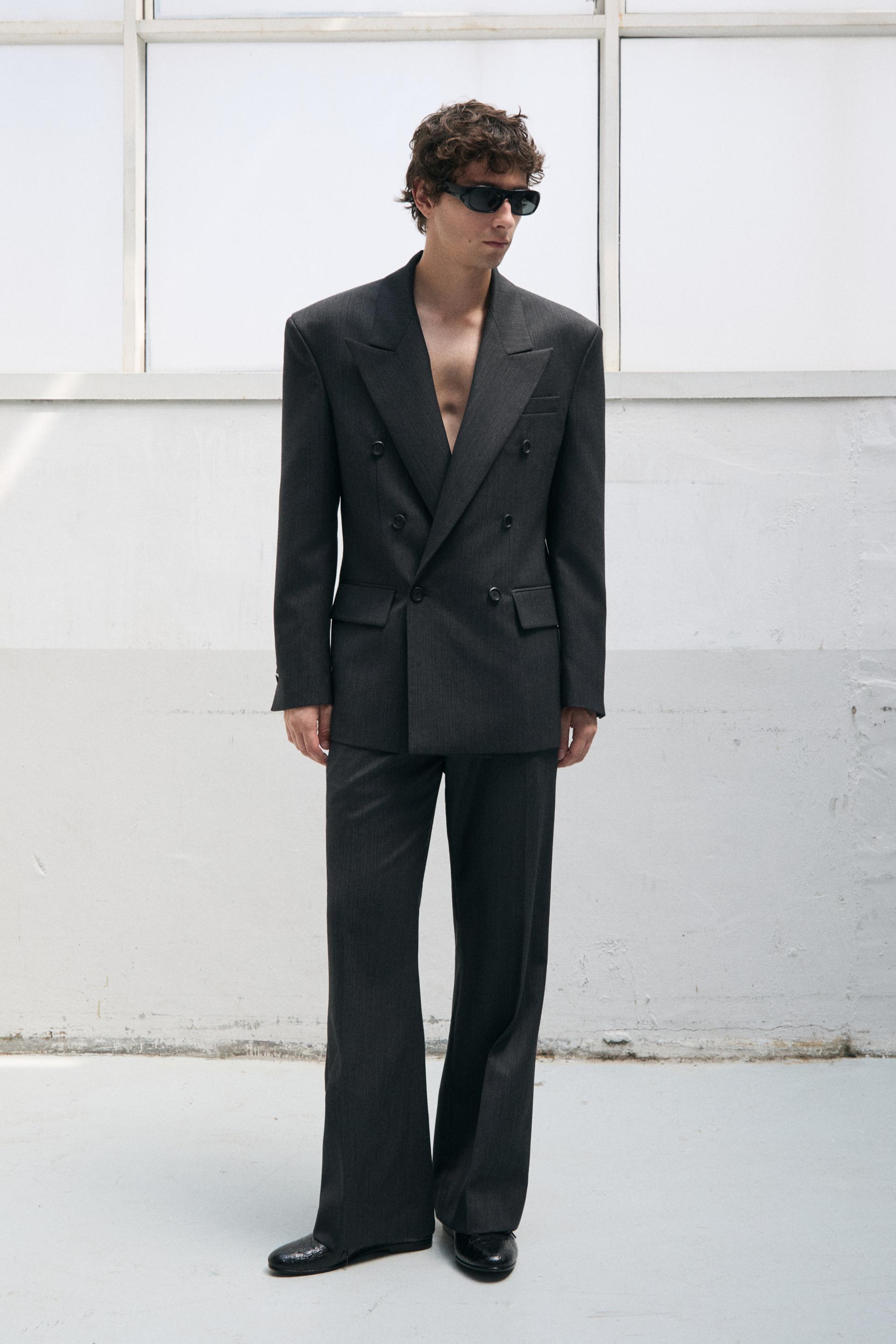 CARNABY FLARED WOOL TROUSERS CAMPTON GREY STRIPE