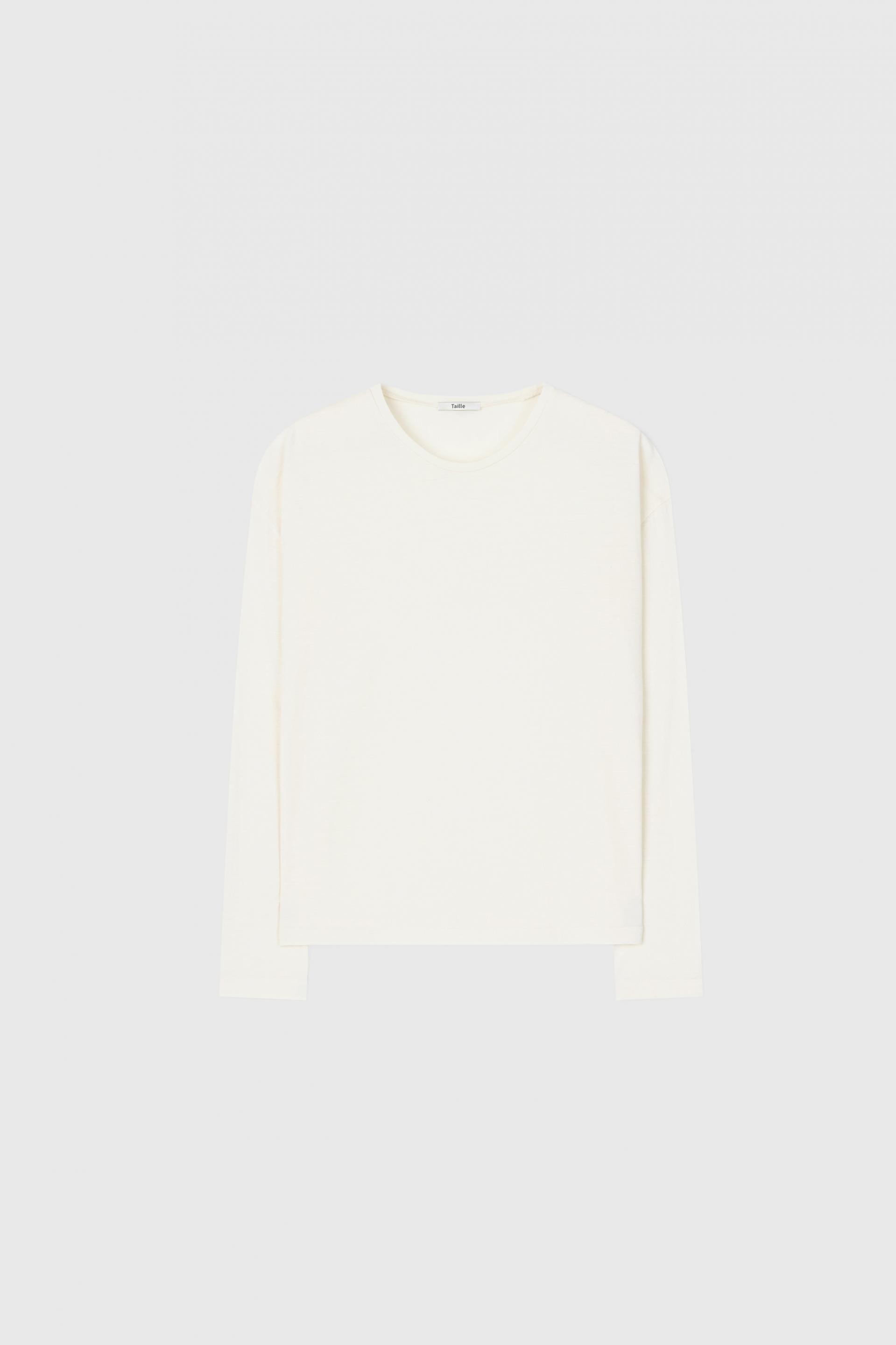 WOOL BLEND SILKY JERSEY TOP PEARL WHITE 복제