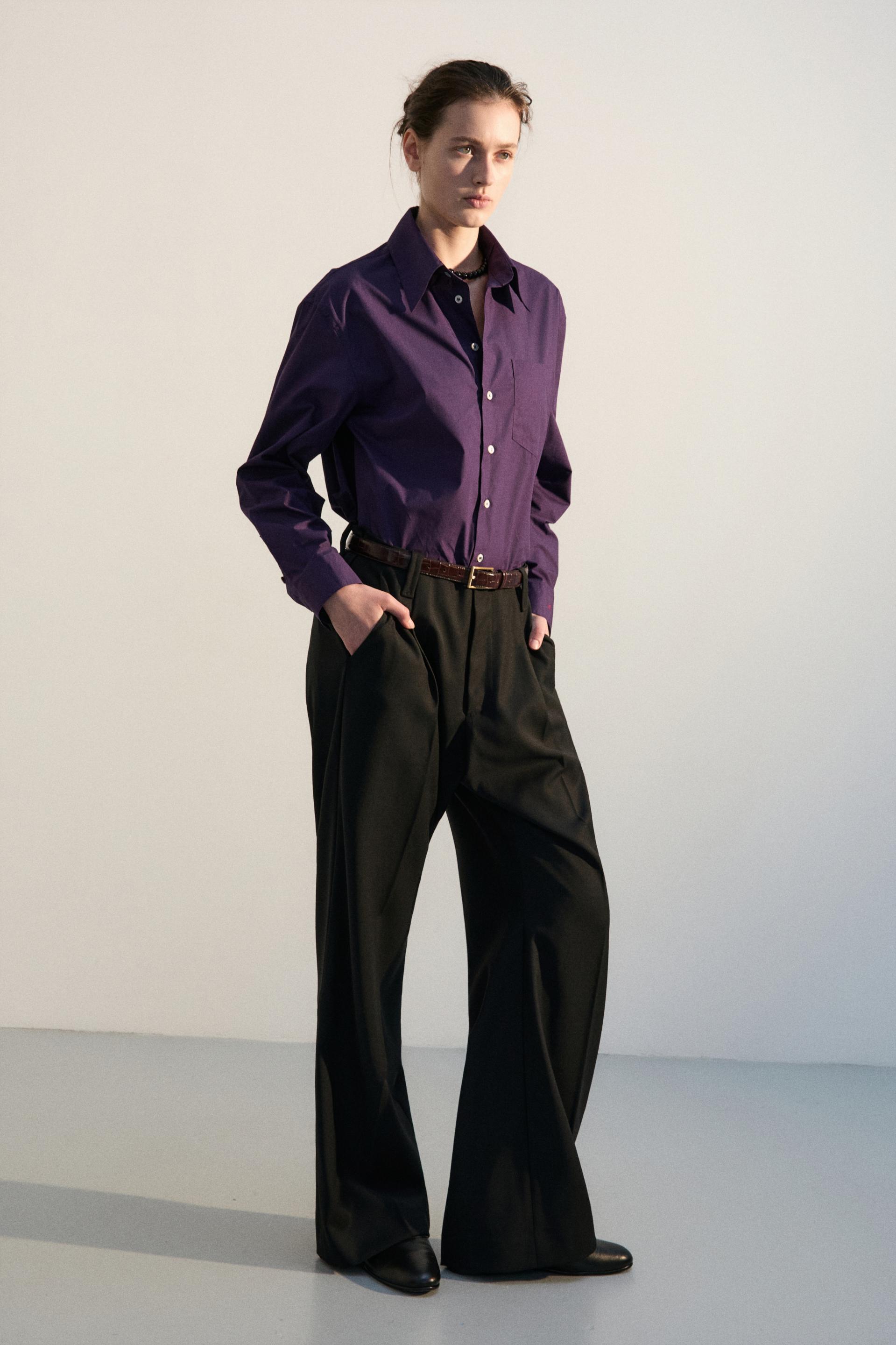 GALA PLEATED WIDE-LEG TROUSERS BLACK