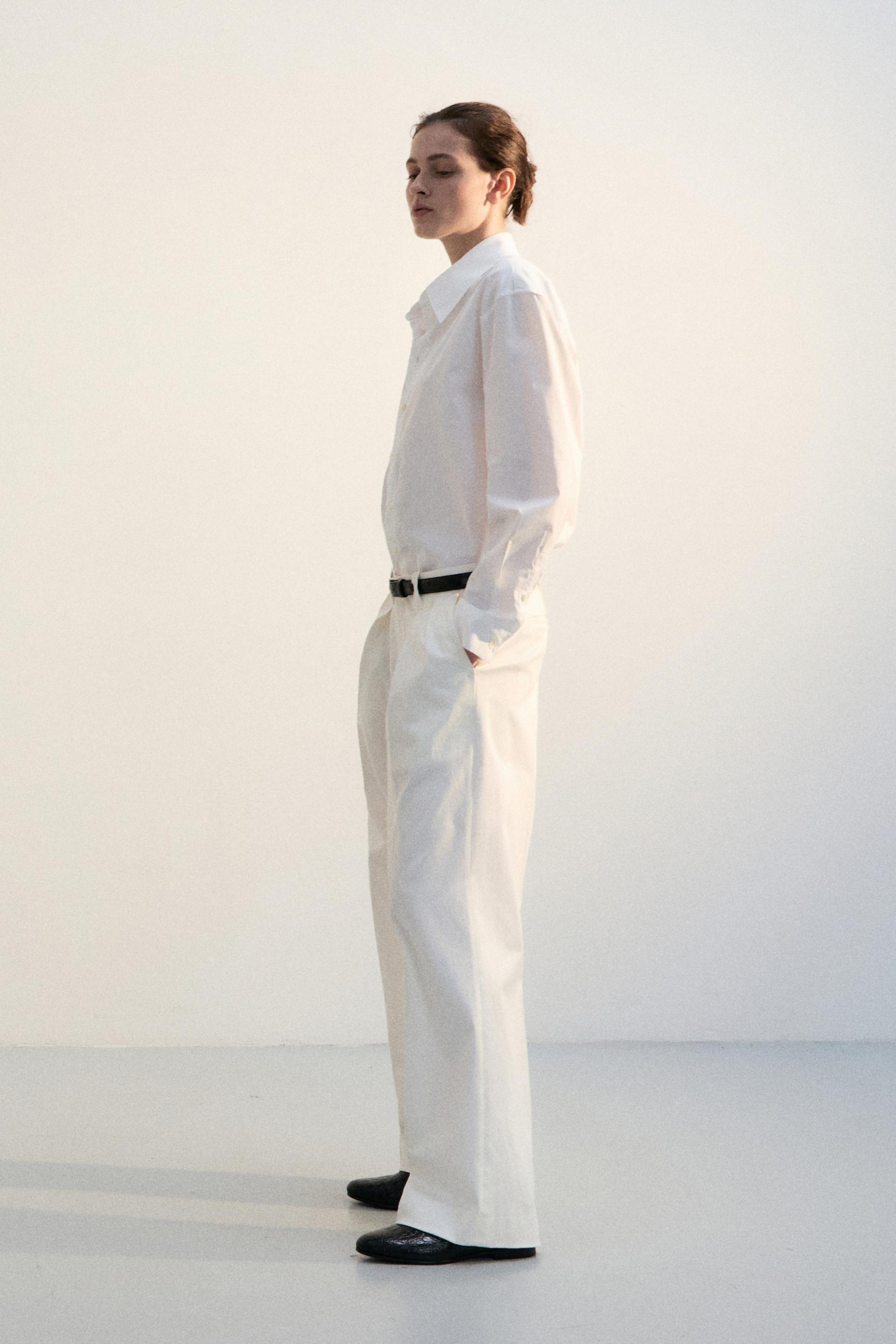 SOLID COTTON POPLIN BOY SHIRT WHITE