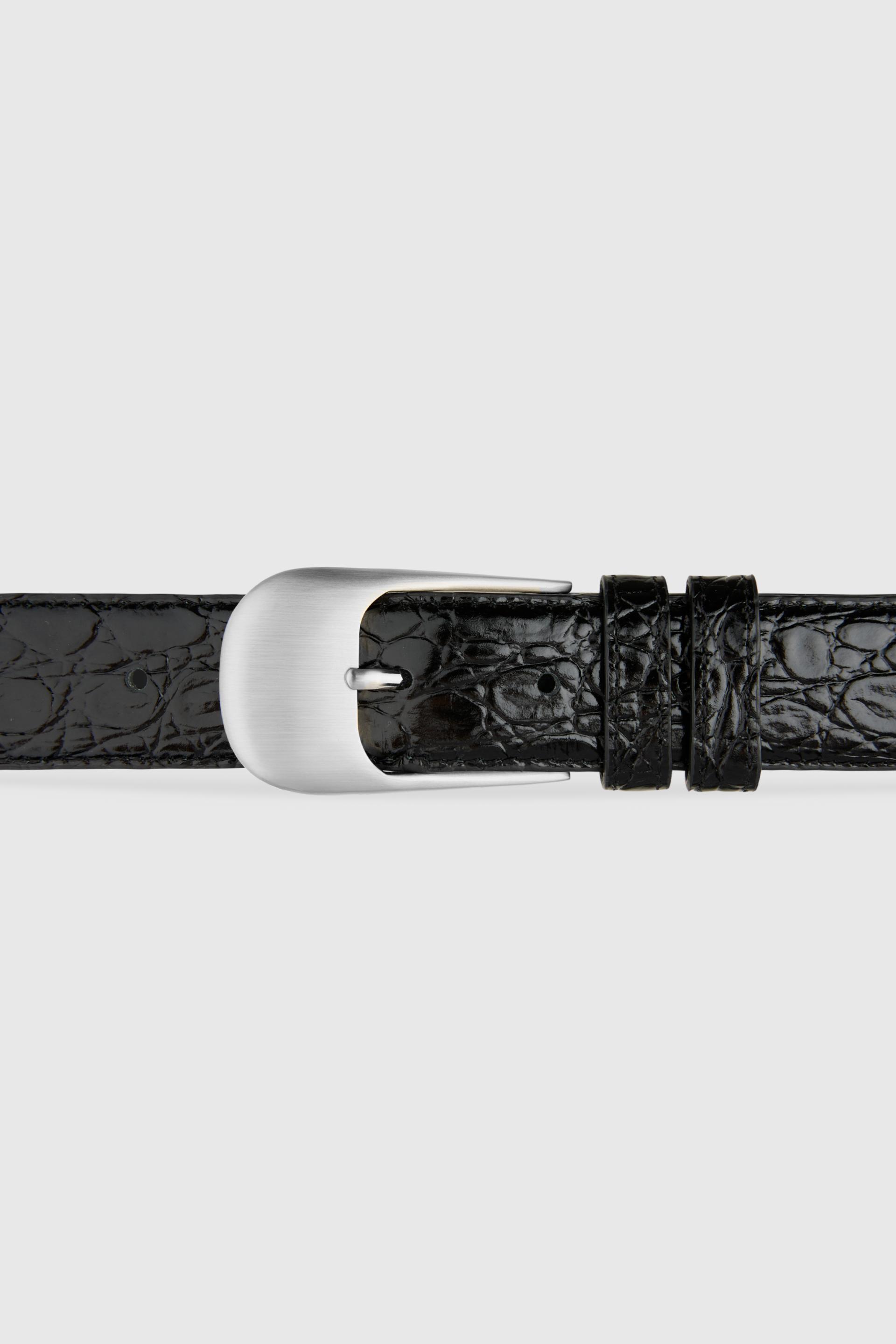 OMBRA BUCKLE BELT BLACK CROCO SILVER