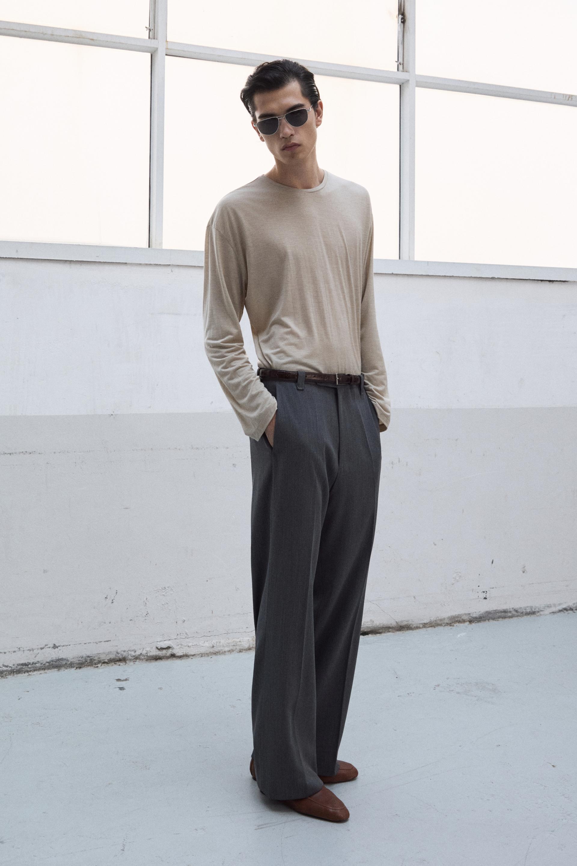 WOOL BLEND SILKY JERSEY TOP SEPIA