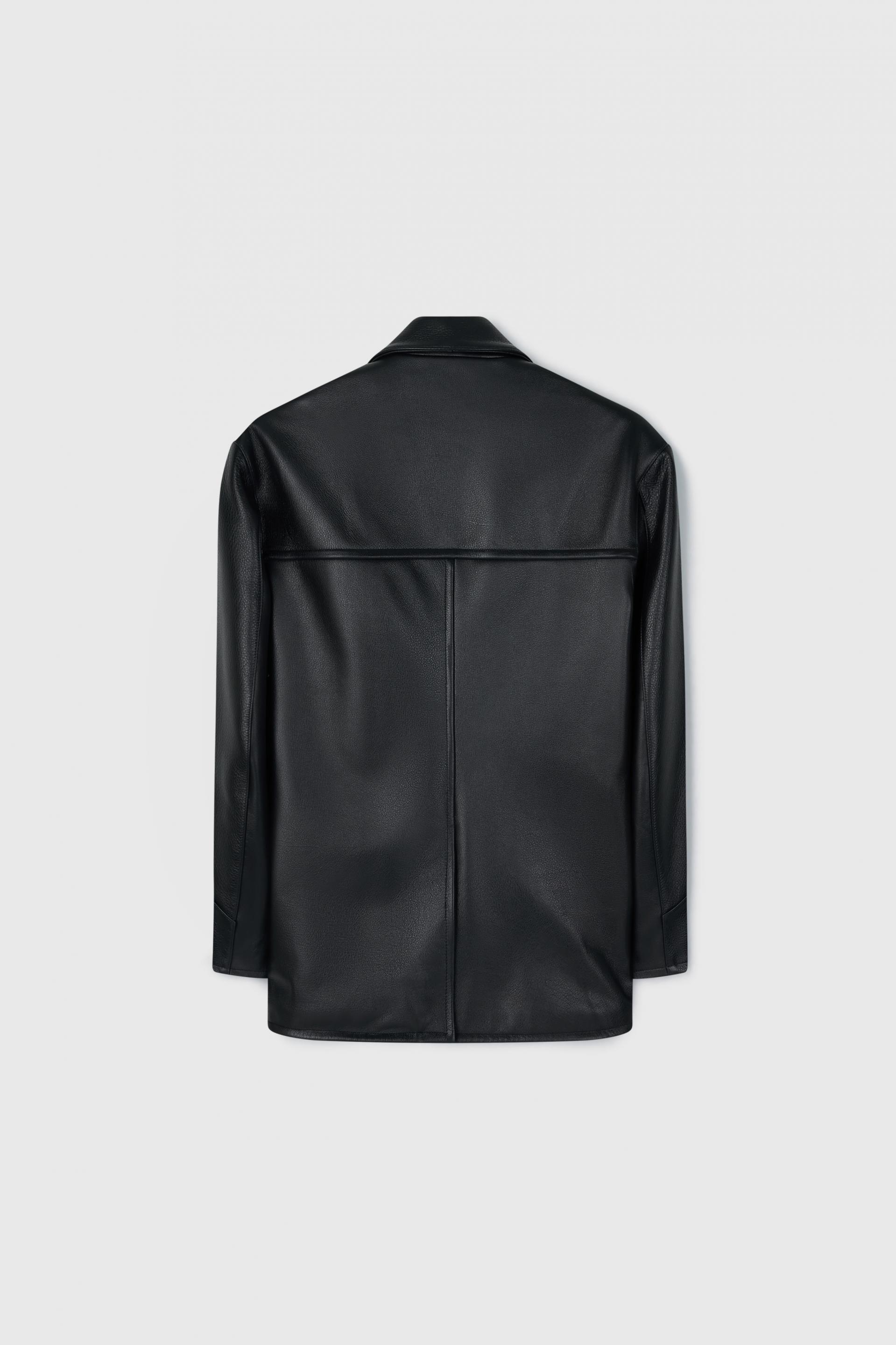 PEBBLE NAPPA LEATHER CAR COAT BLACK