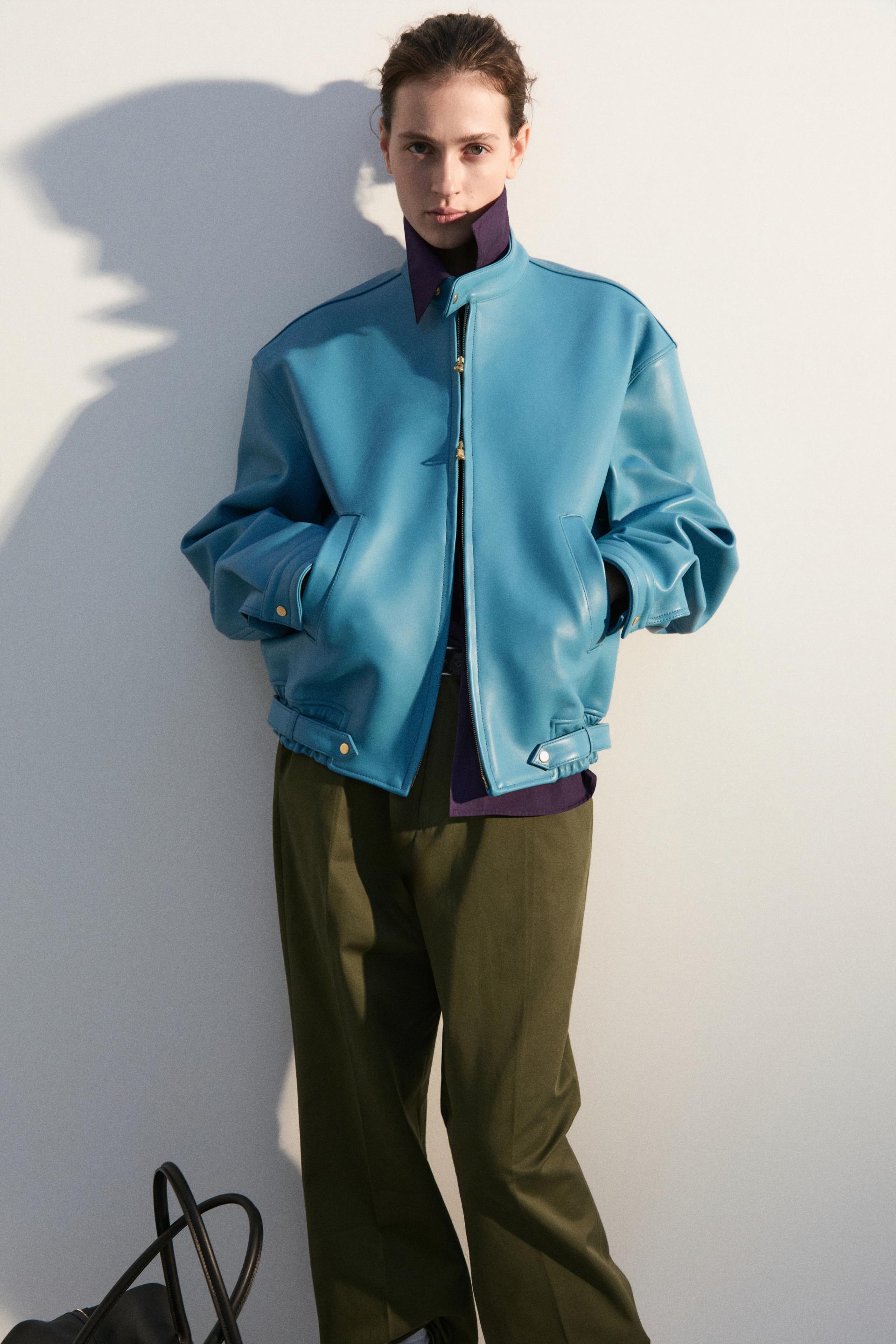 COMAN LAMBSKIN CAFE RACER JACKET OLD TURQUOISE