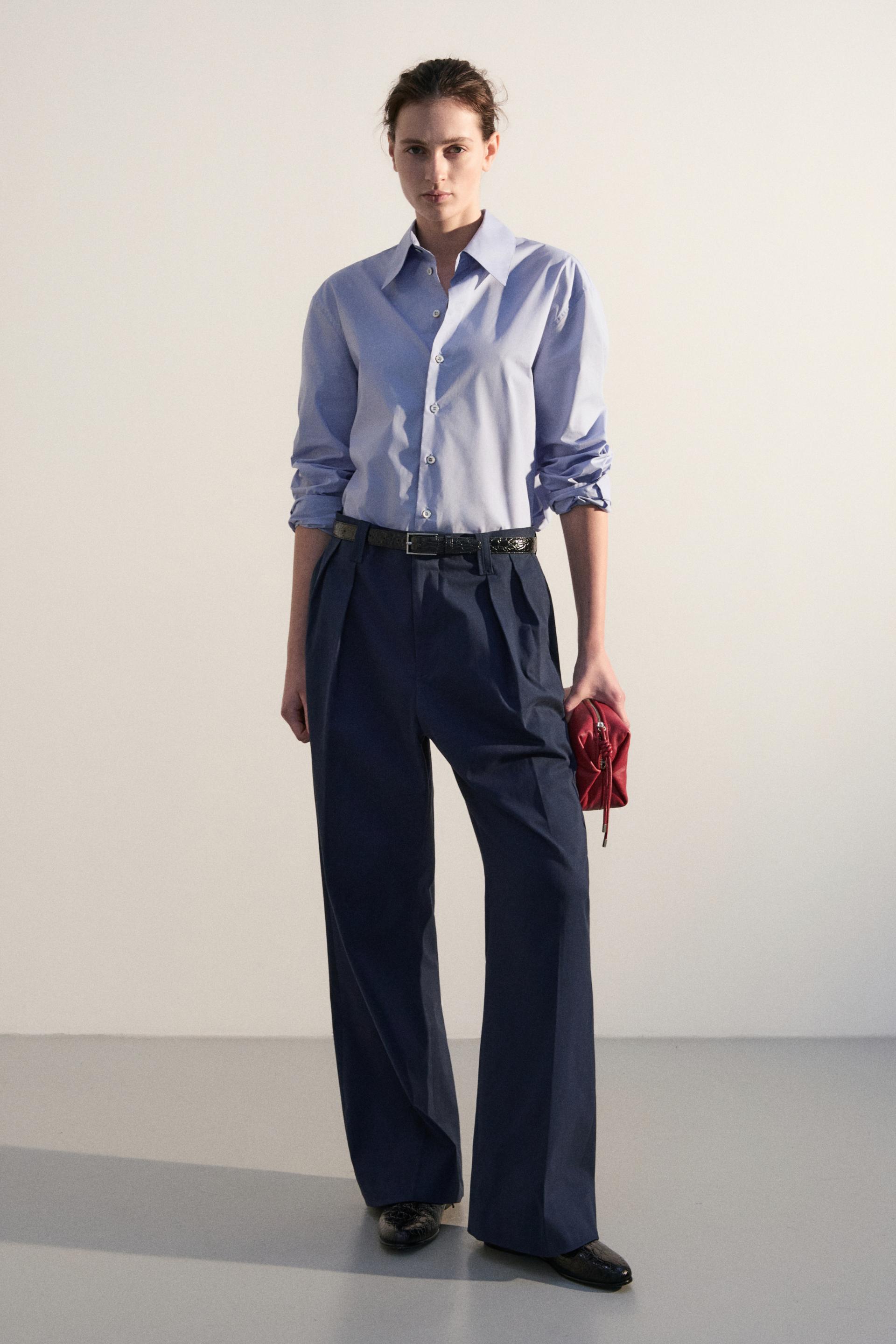 KILT TAILORED COTTON TROUSERS BLUE NAVY