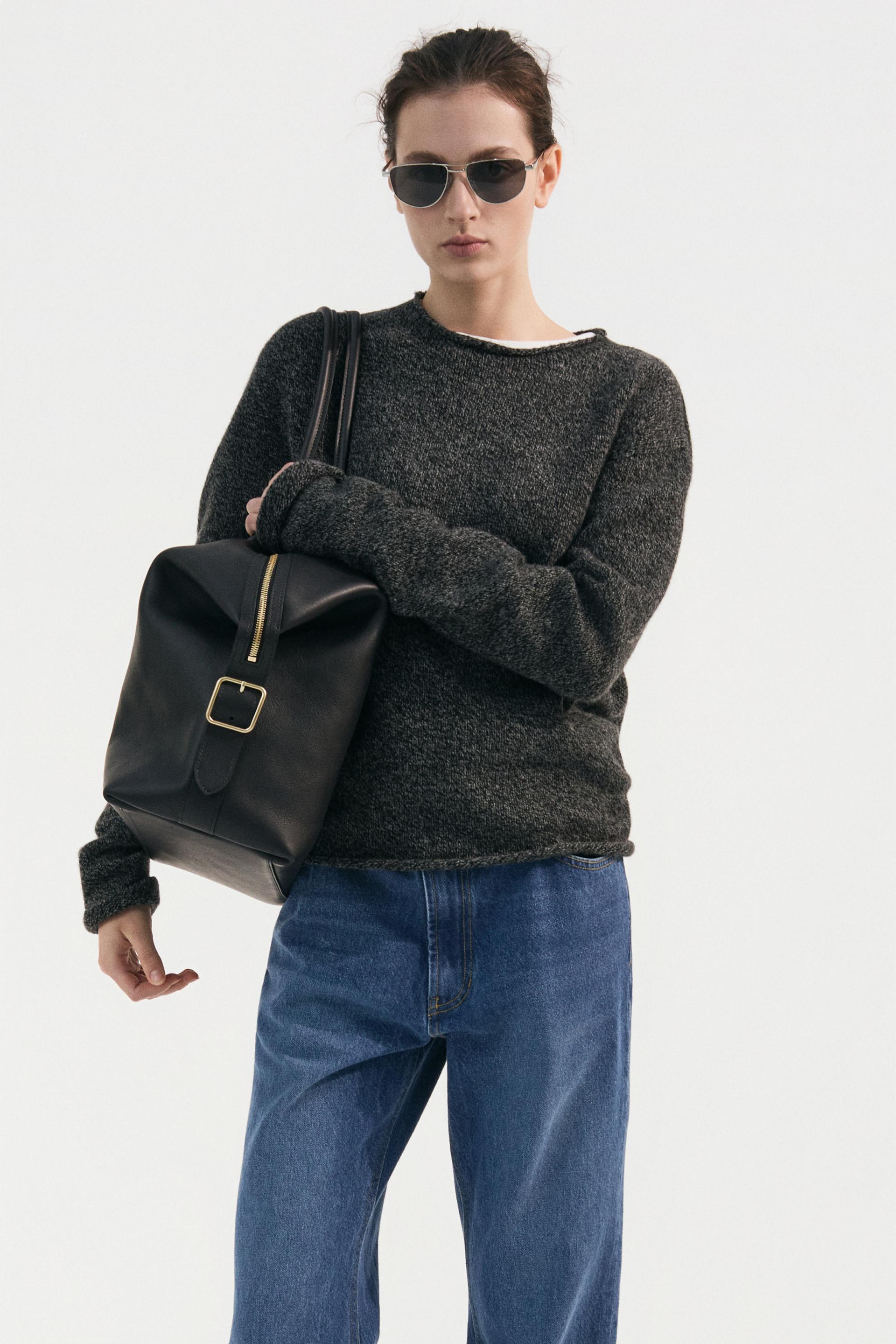 AGNES ROLLNECK KNIT SWEATER SALT AND PEPPER