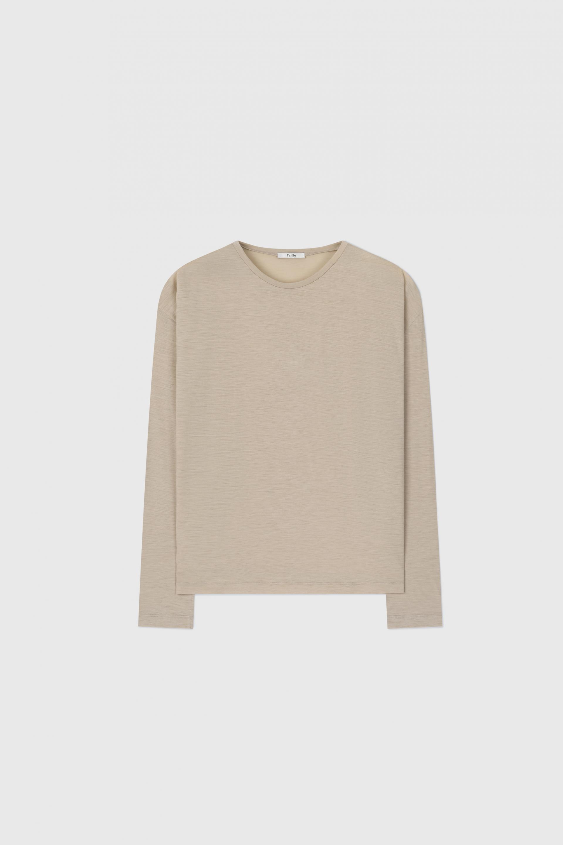 WOOL BLEND SILKY JERSEY TOP SEPIA