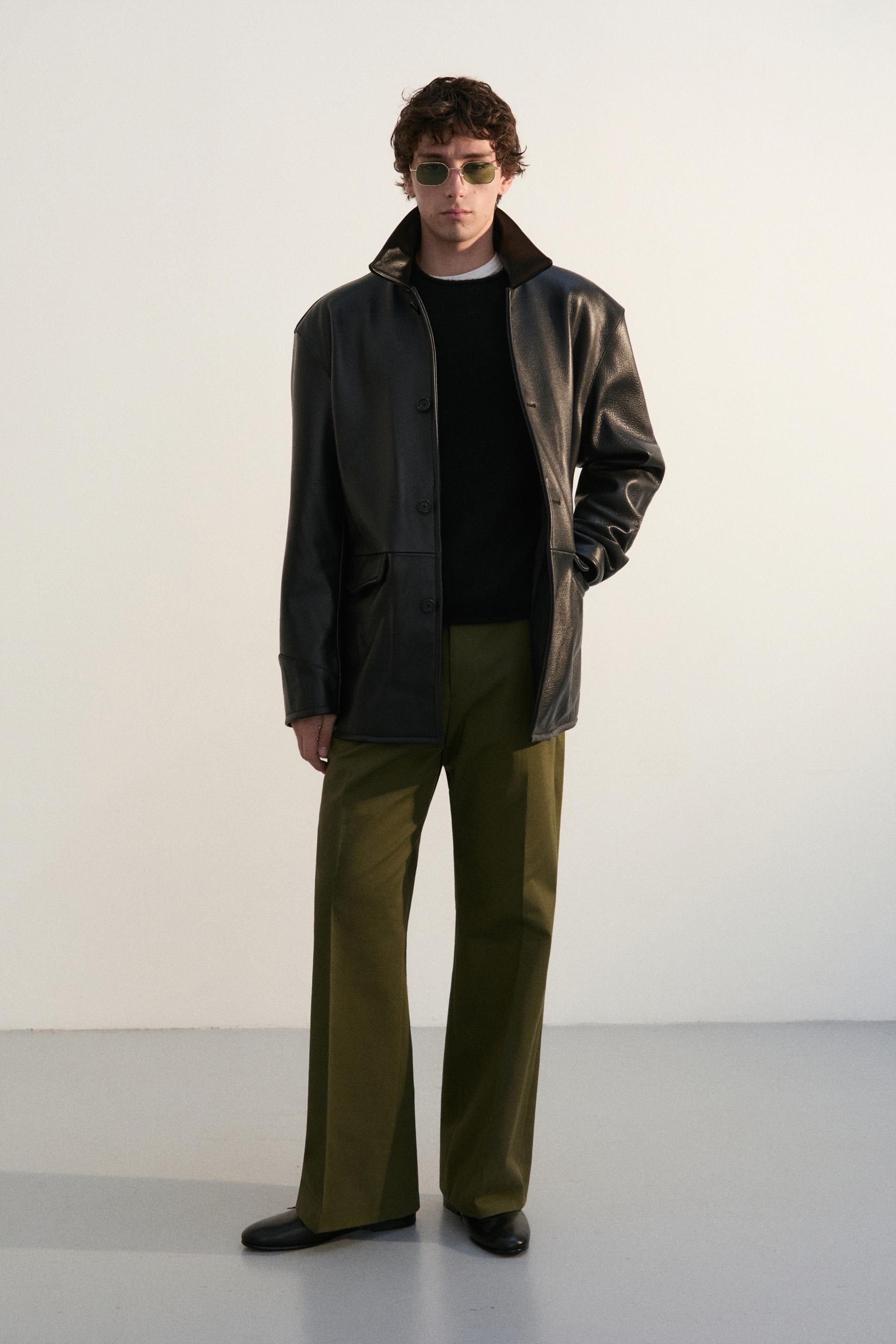 FONTA COTTON DRESS TROUSERS OLIVE DROP