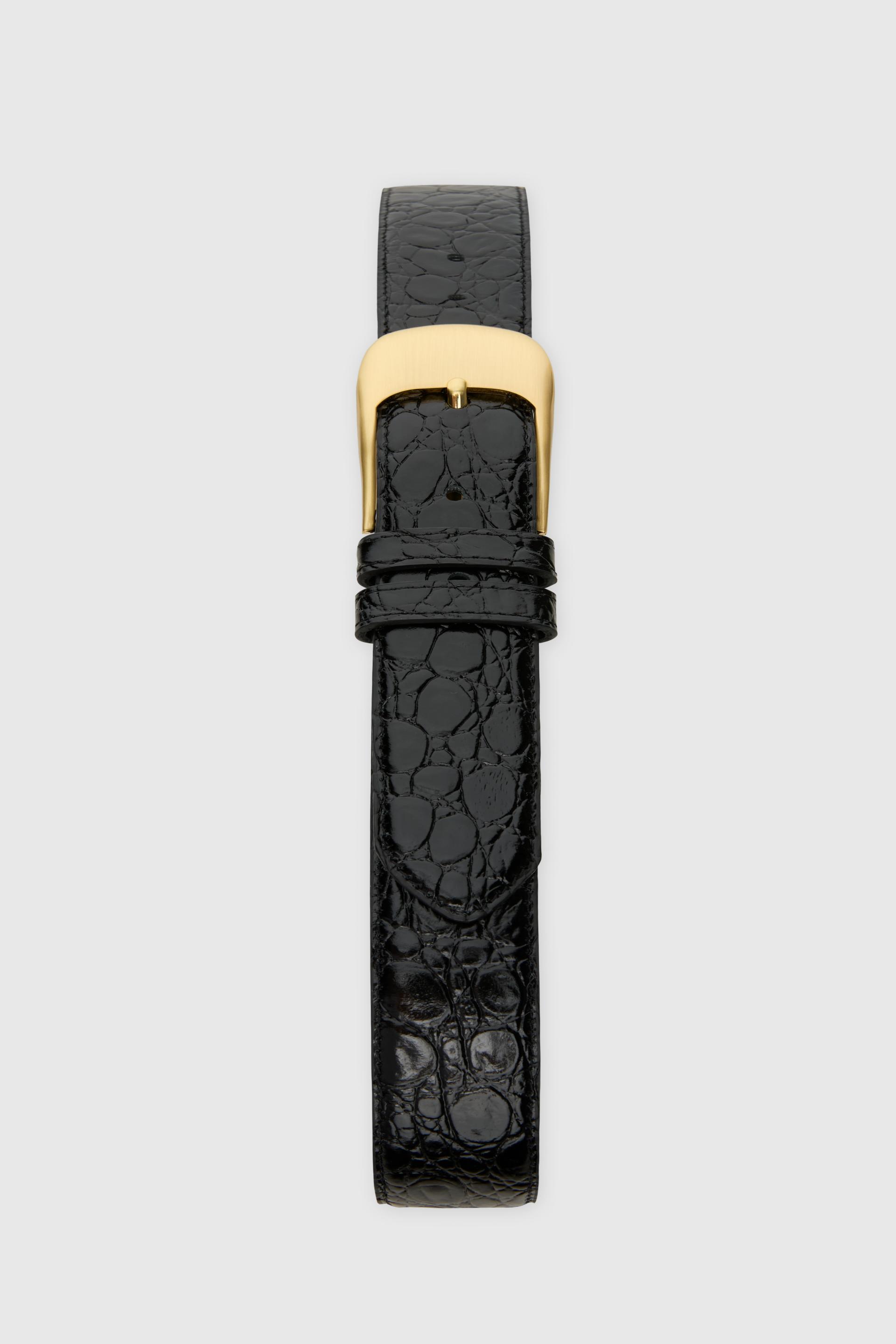 OMBRA BUCKLE BELT BLACK CROCO GOLD