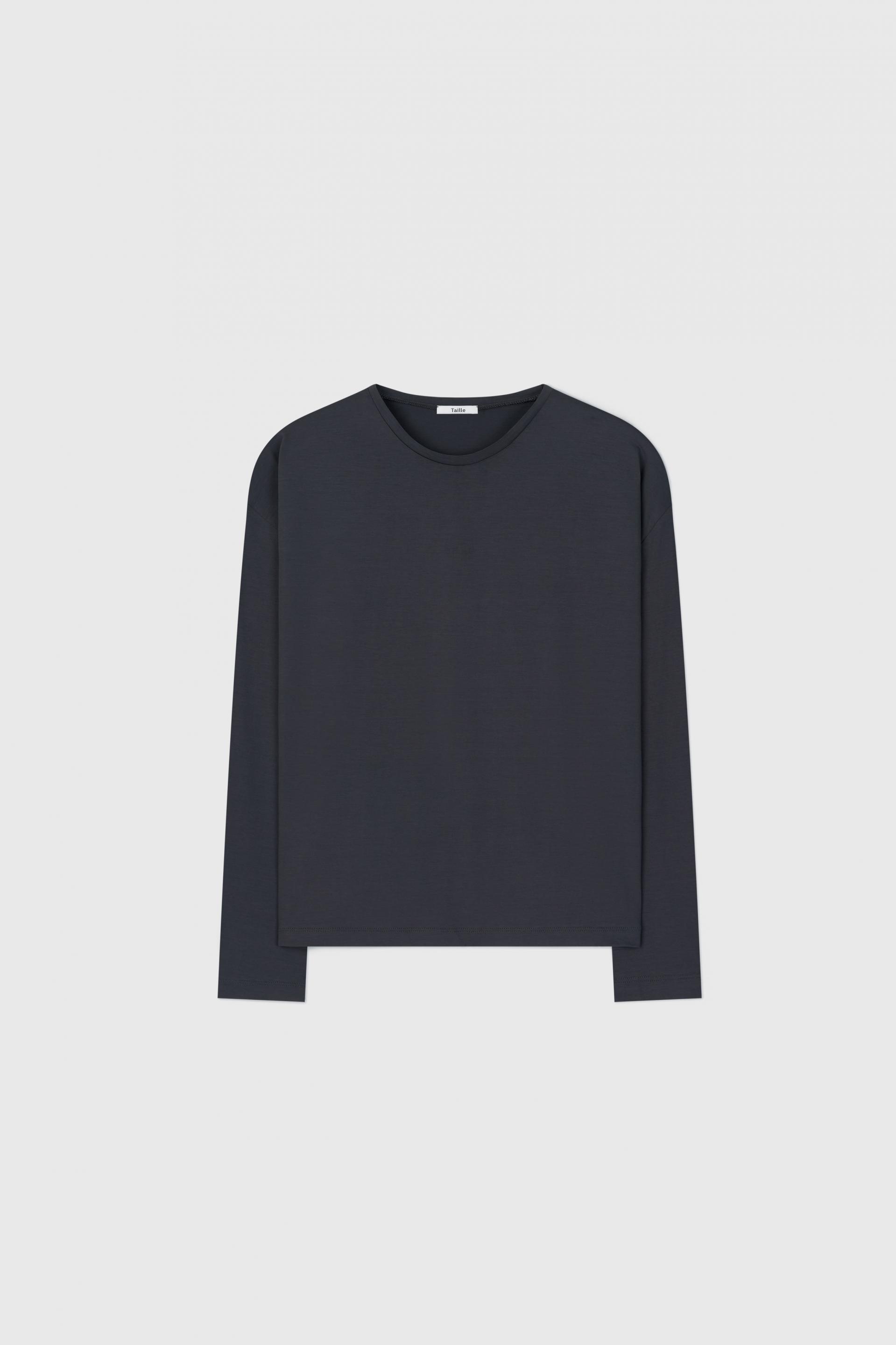 COTTON SILKY JERSEY TOP DARK GREY