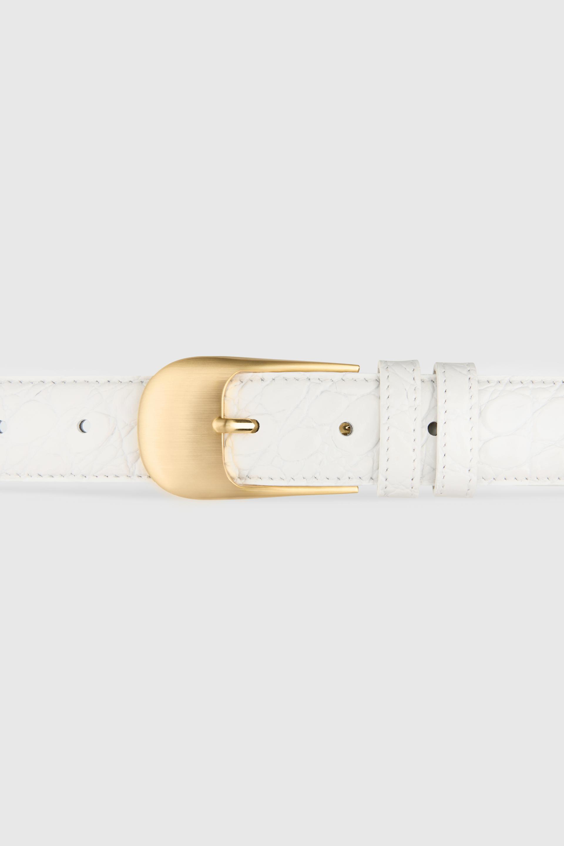 OMBRA BUCKLE BELT WHITE CROCO GOLD