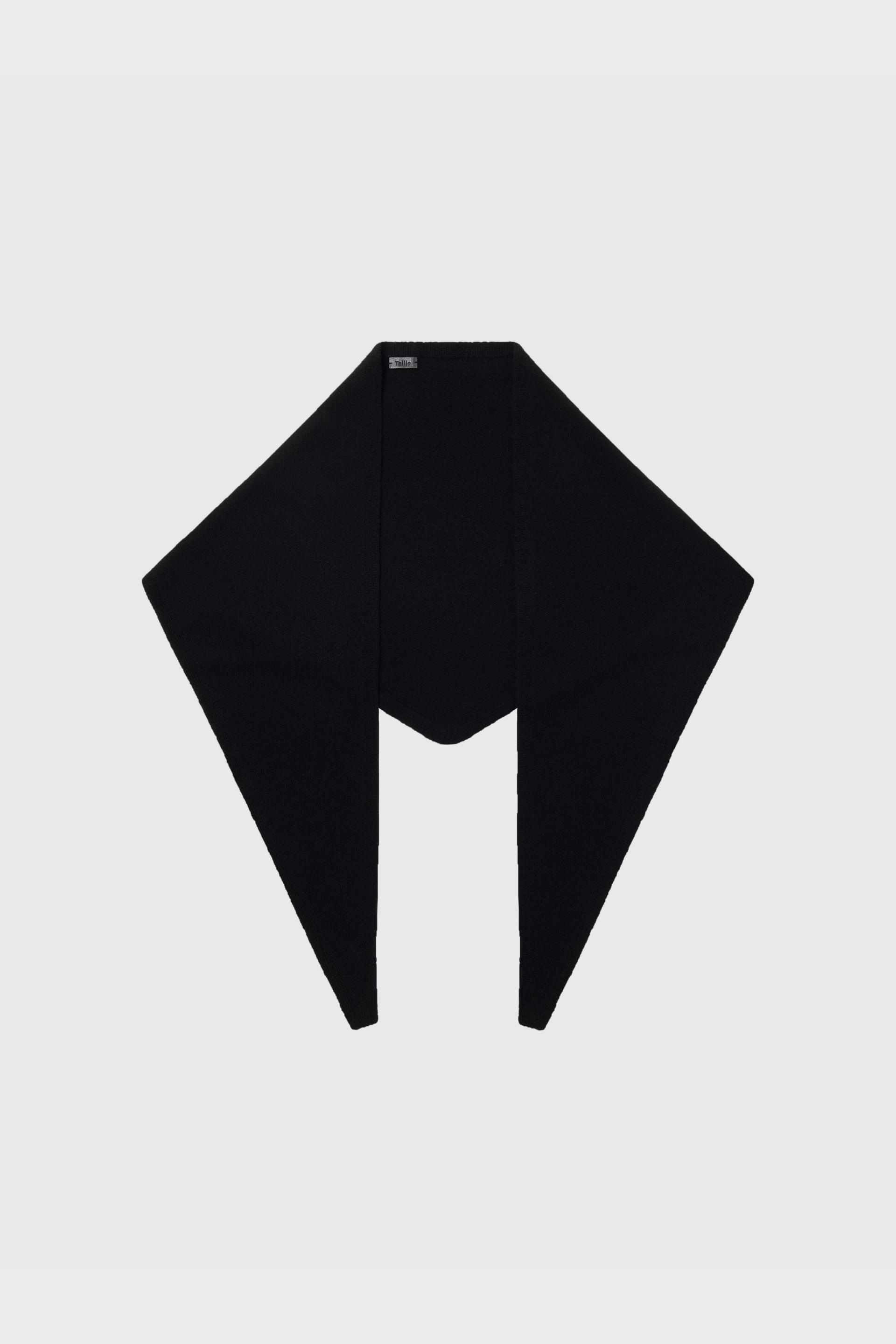 MERINO WOOL TRIANGULAR SCARF BLACK