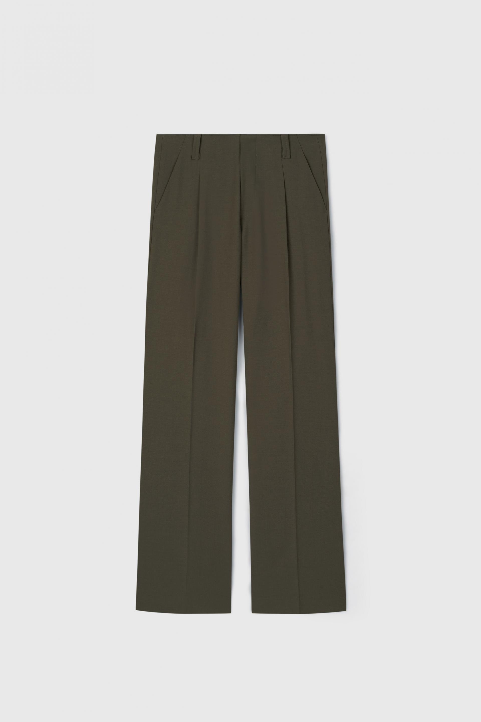 GALA PLEATED WIDE-LEG TROUSERS DARK CEDAR