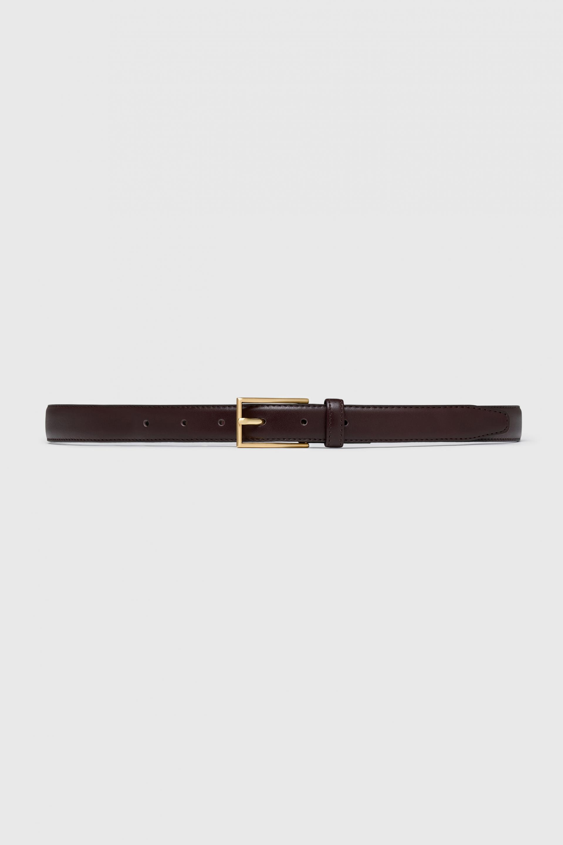RECTANGLE BUCKLE BELT OXBLOOD GOLD
