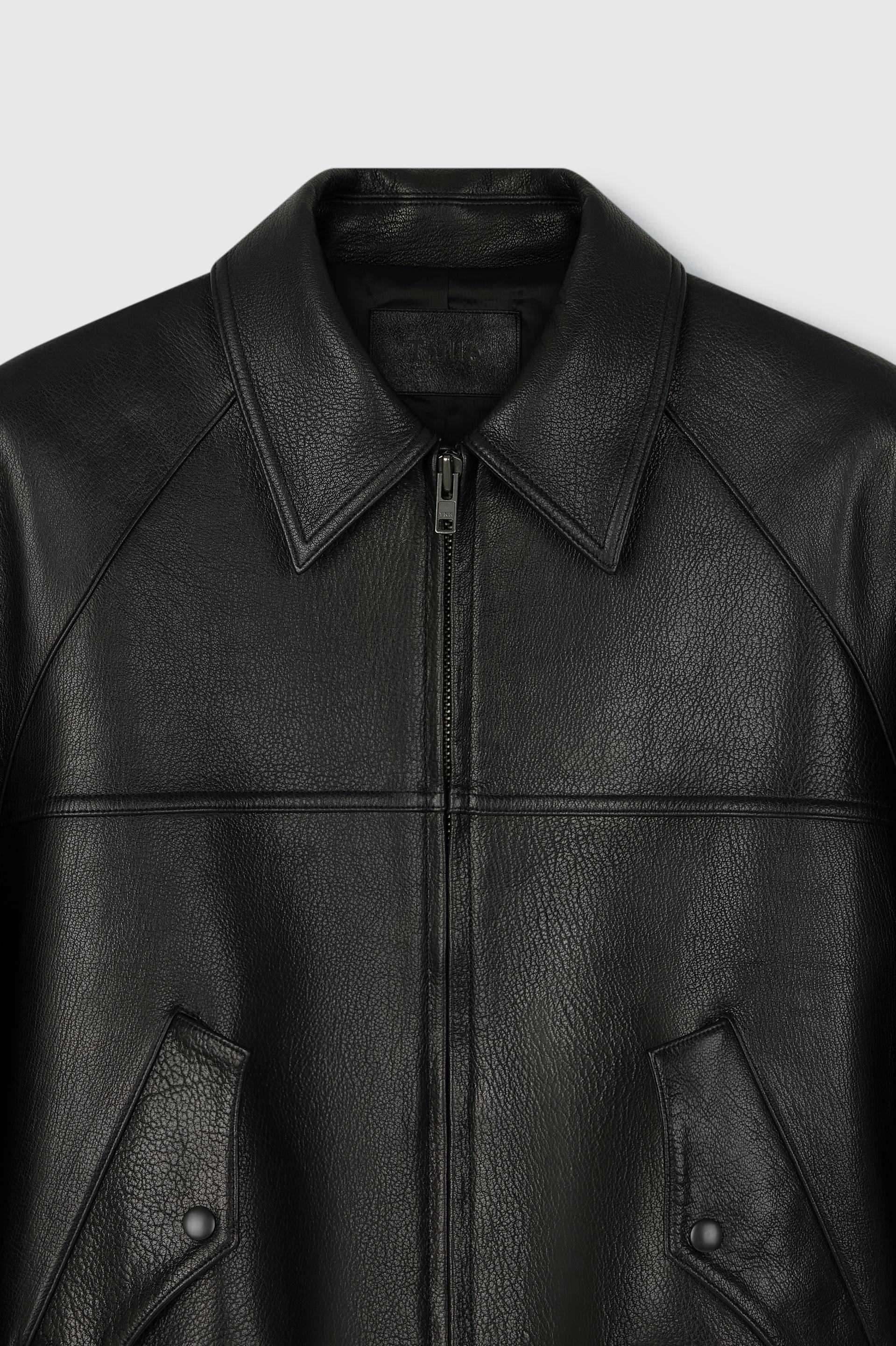 FONTA LAMBSKIN BOMBER JACKET TAN BLACK