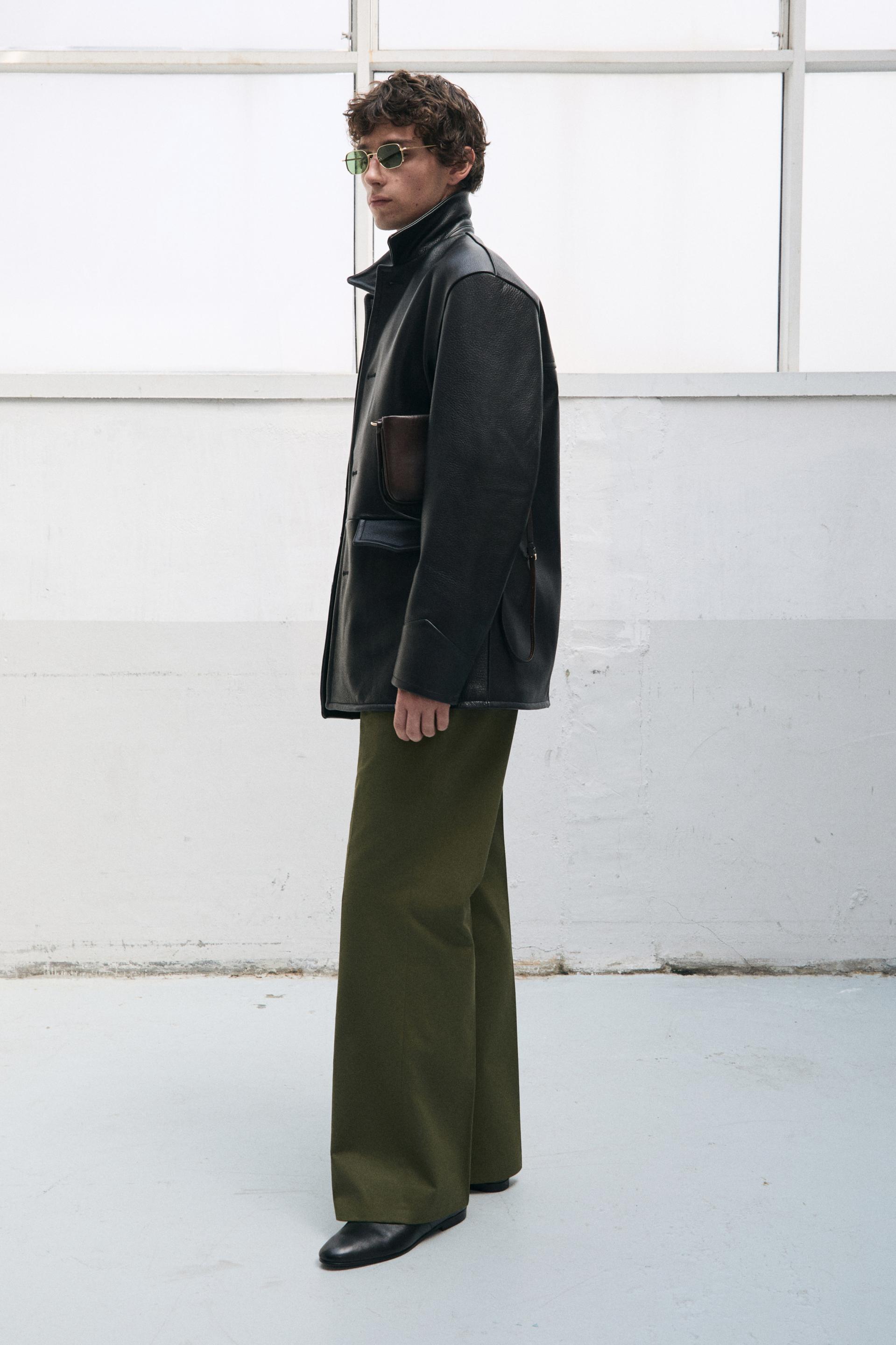 FONTA COTTON DRESS TROUSERS OLIVE DROP