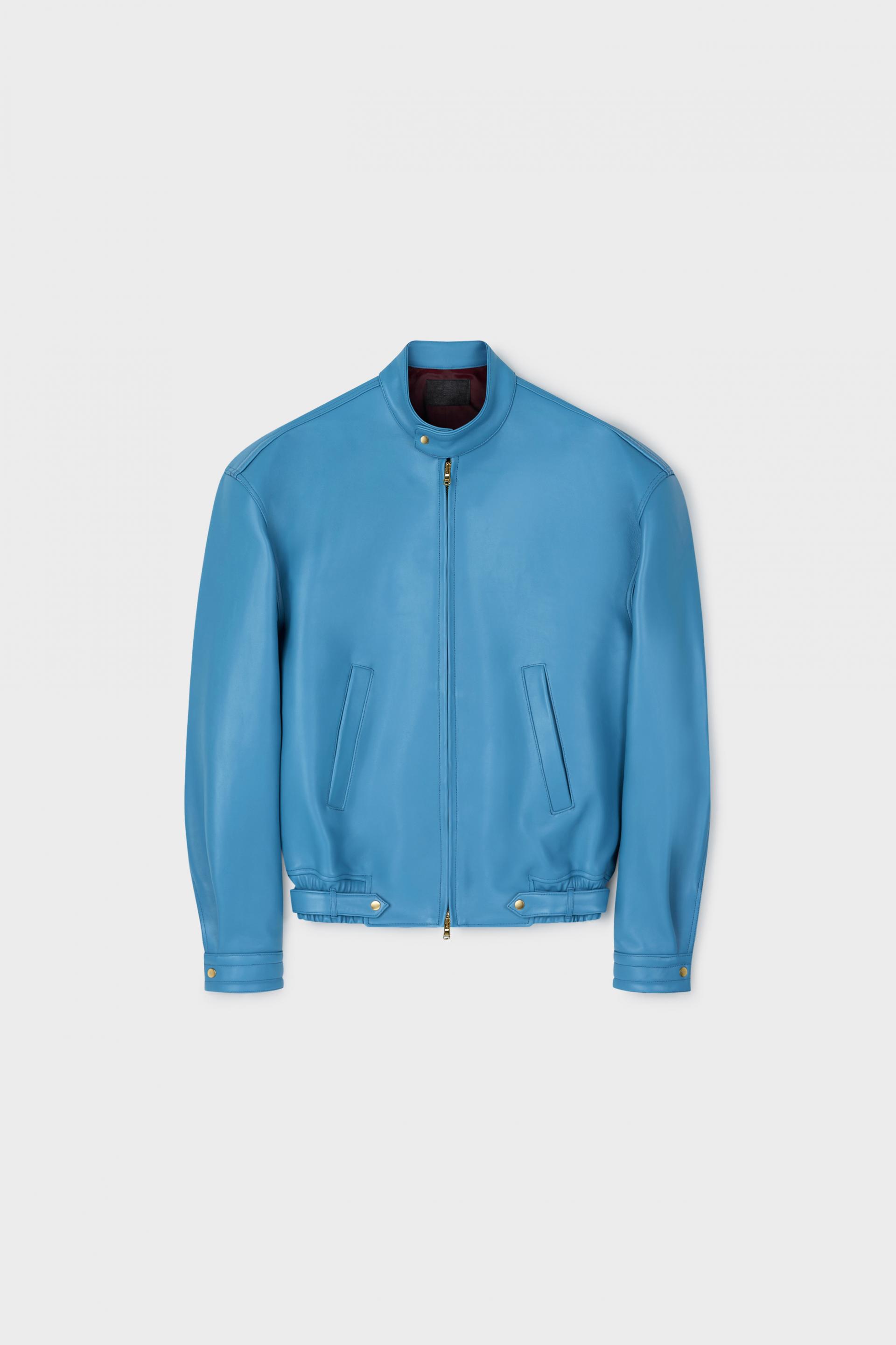COMAN LAMBSKIN CAFE RACER JACKET OLD TURQUOISE
