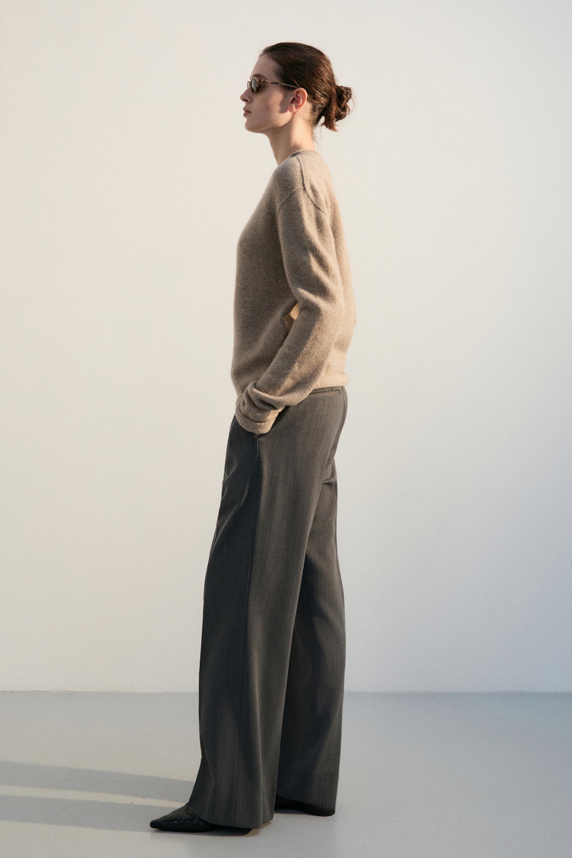 FONTA WOOL DRESS TROUSERS CONCRETE
