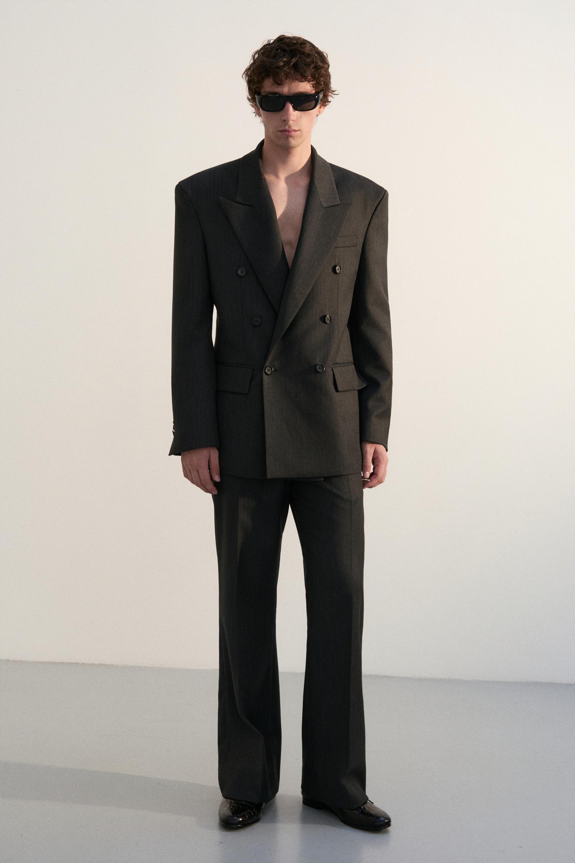 CARNABY FLARED WOOL TROUSERS CAMPTON GREY STRIPE