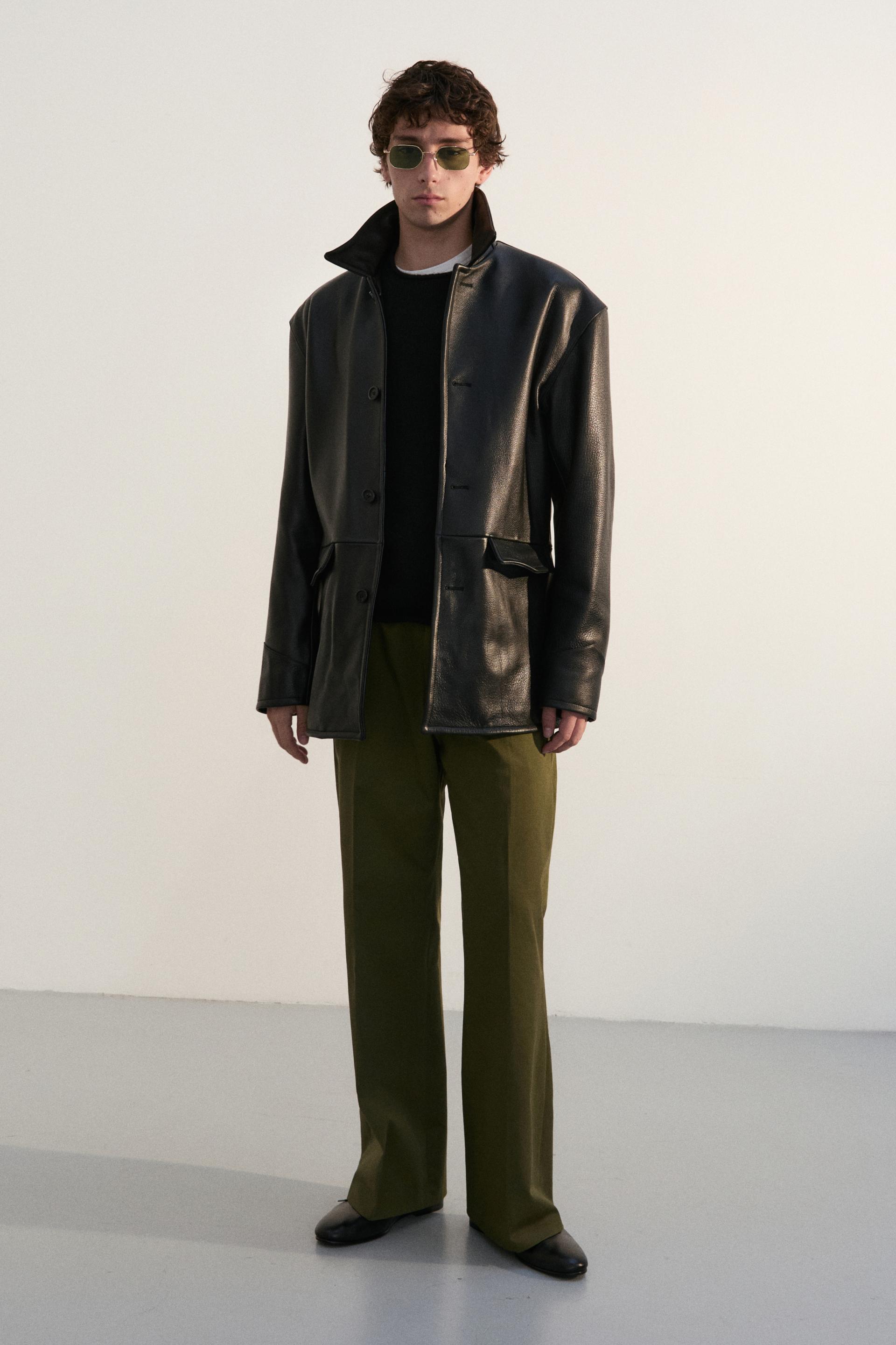 FONTA COTTON DRESS TROUSERS OLIVE DROP