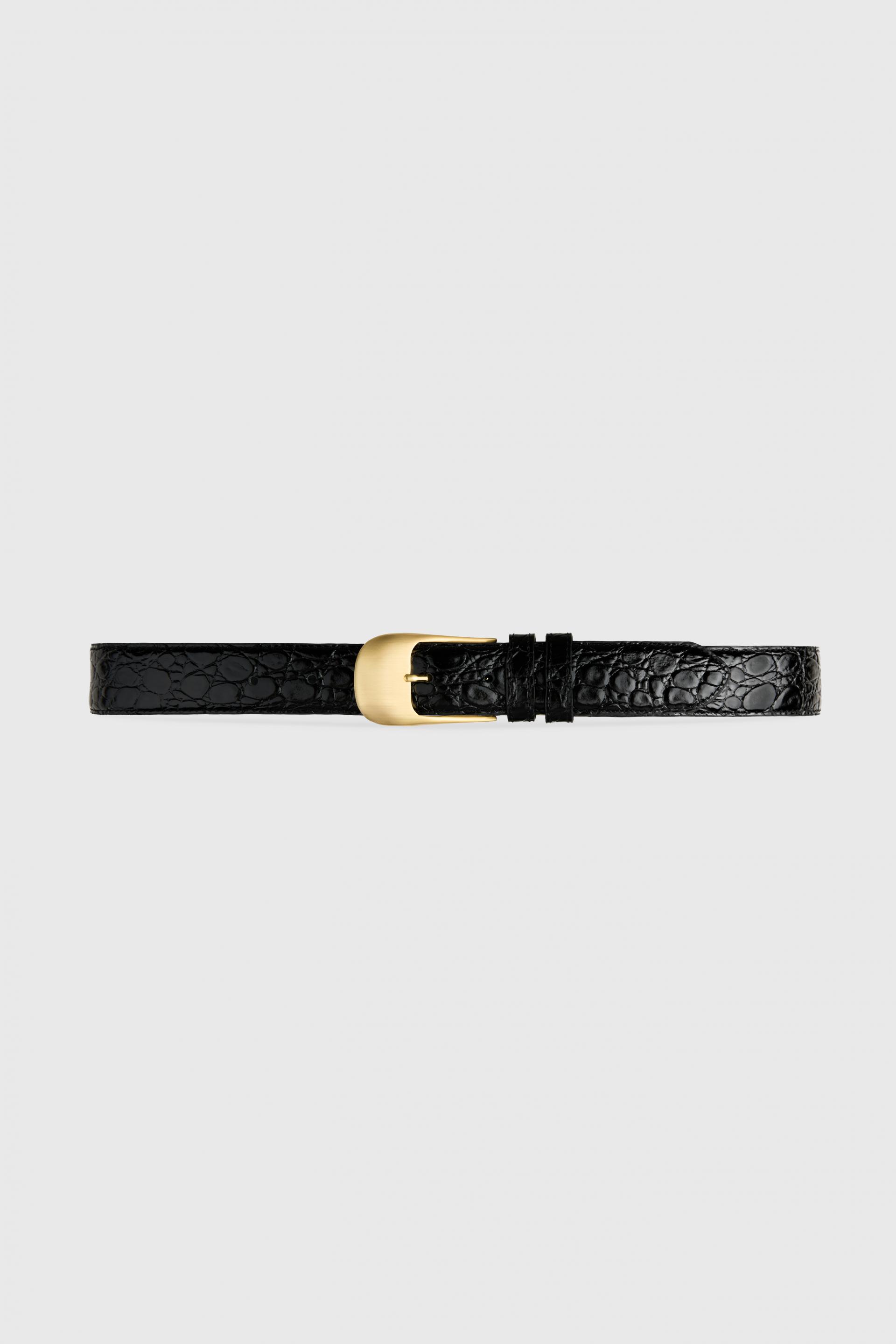 OMBRA BUCKLE BELT BLACK CROCO GOLD