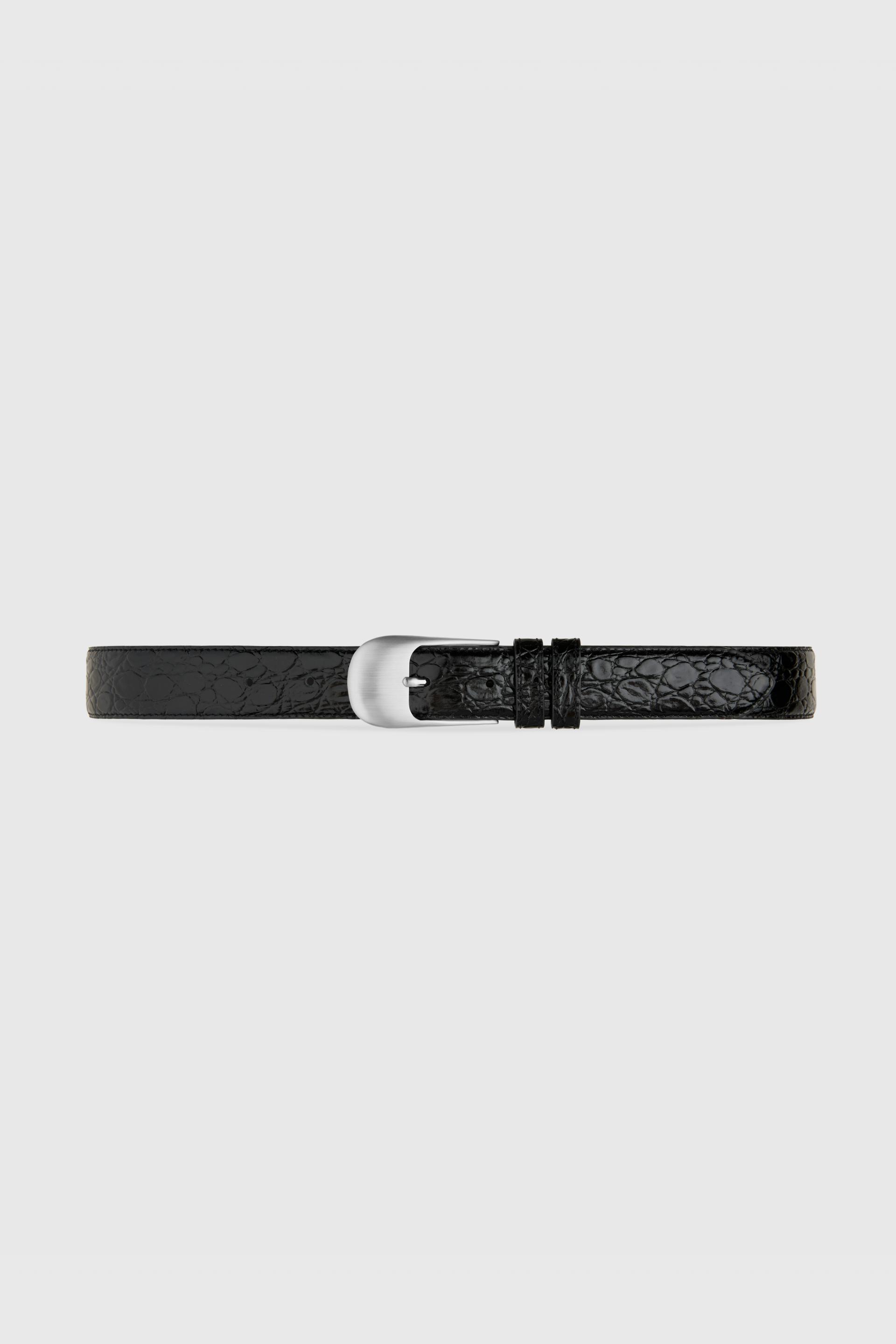 OMBRA BUCKLE BELT BLACK CROCO SILVER