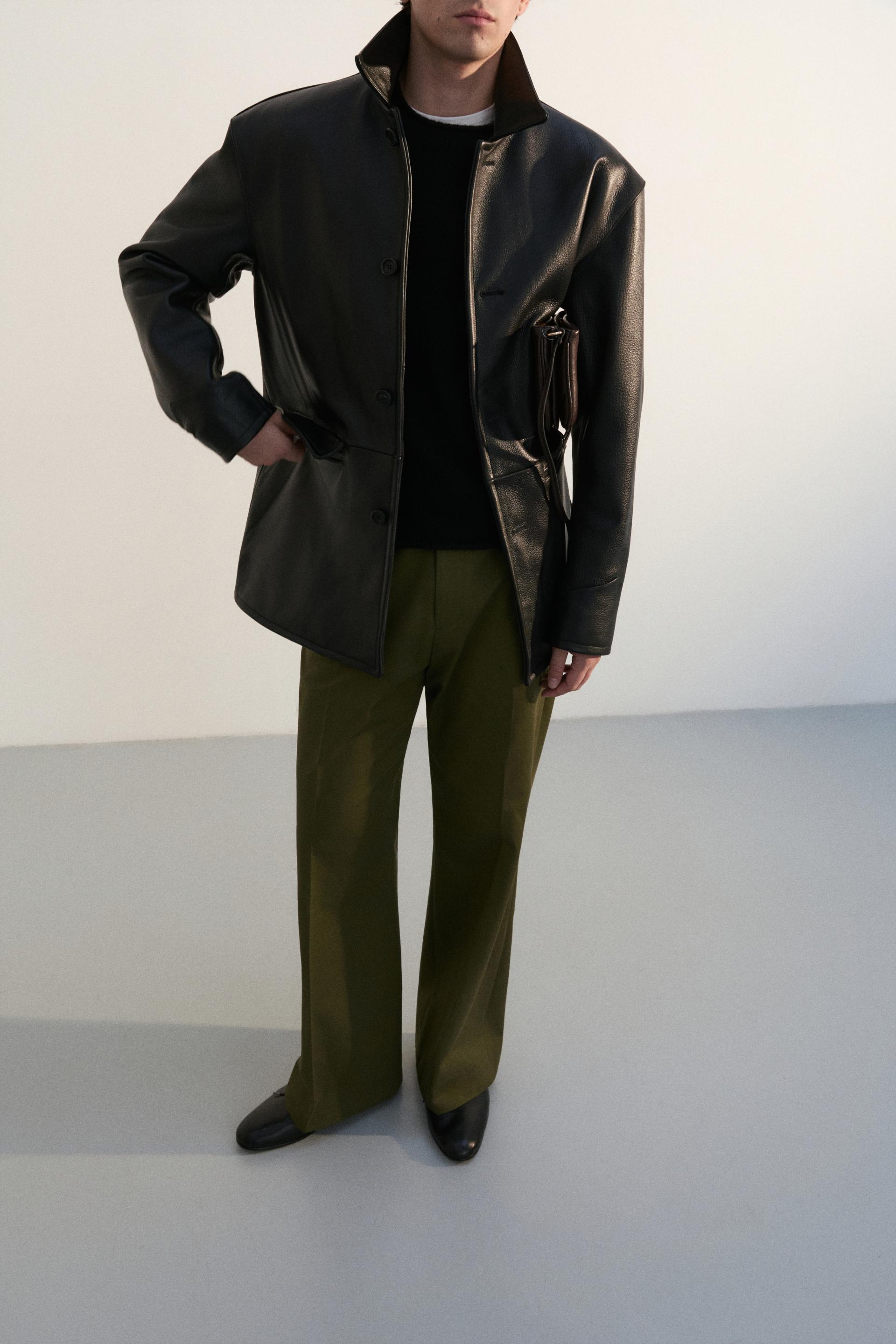 FONTA COTTON DRESS TROUSERS OLIVE DROP