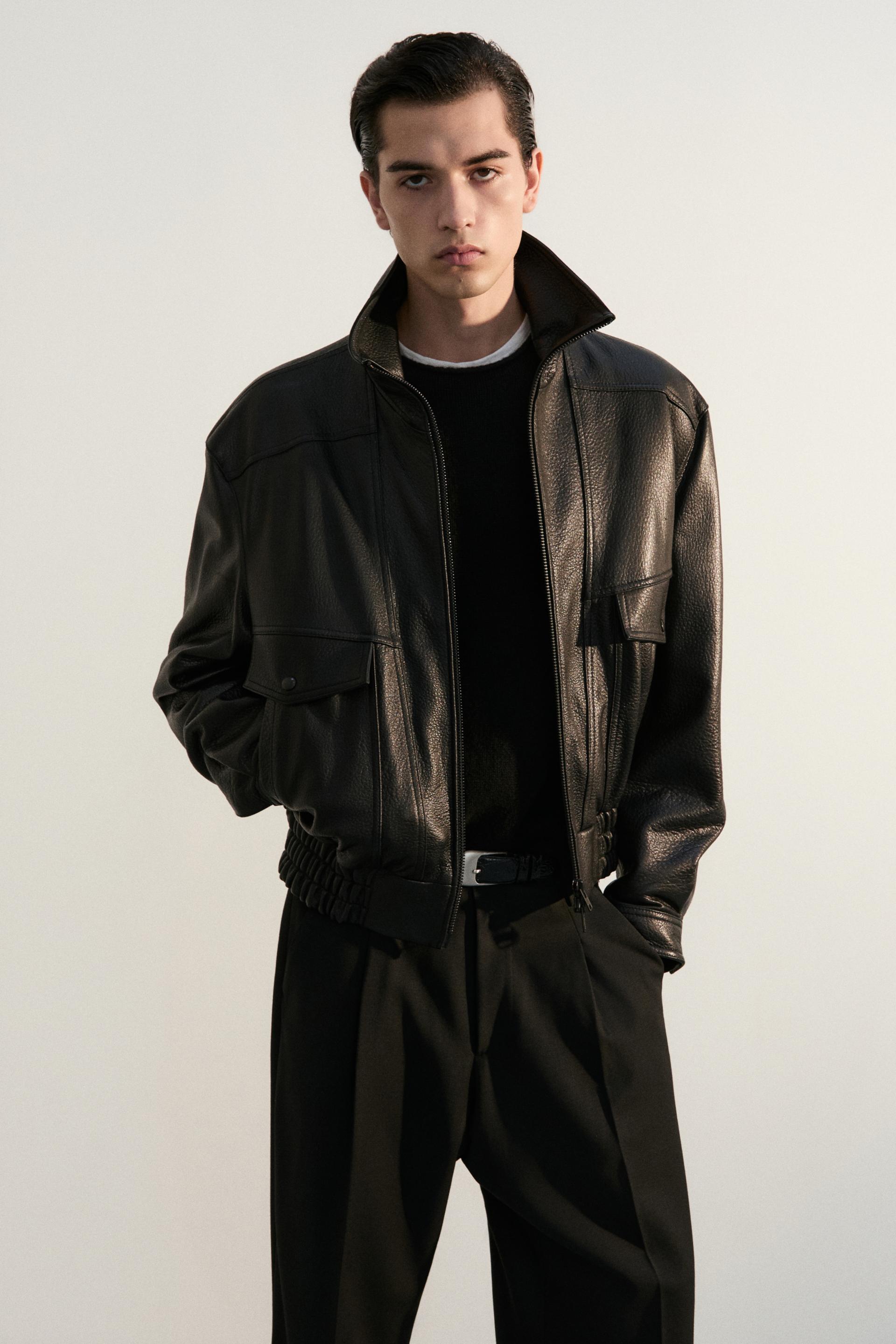 PORTO LAMBSKIN BOMBER JACKET BLACK
