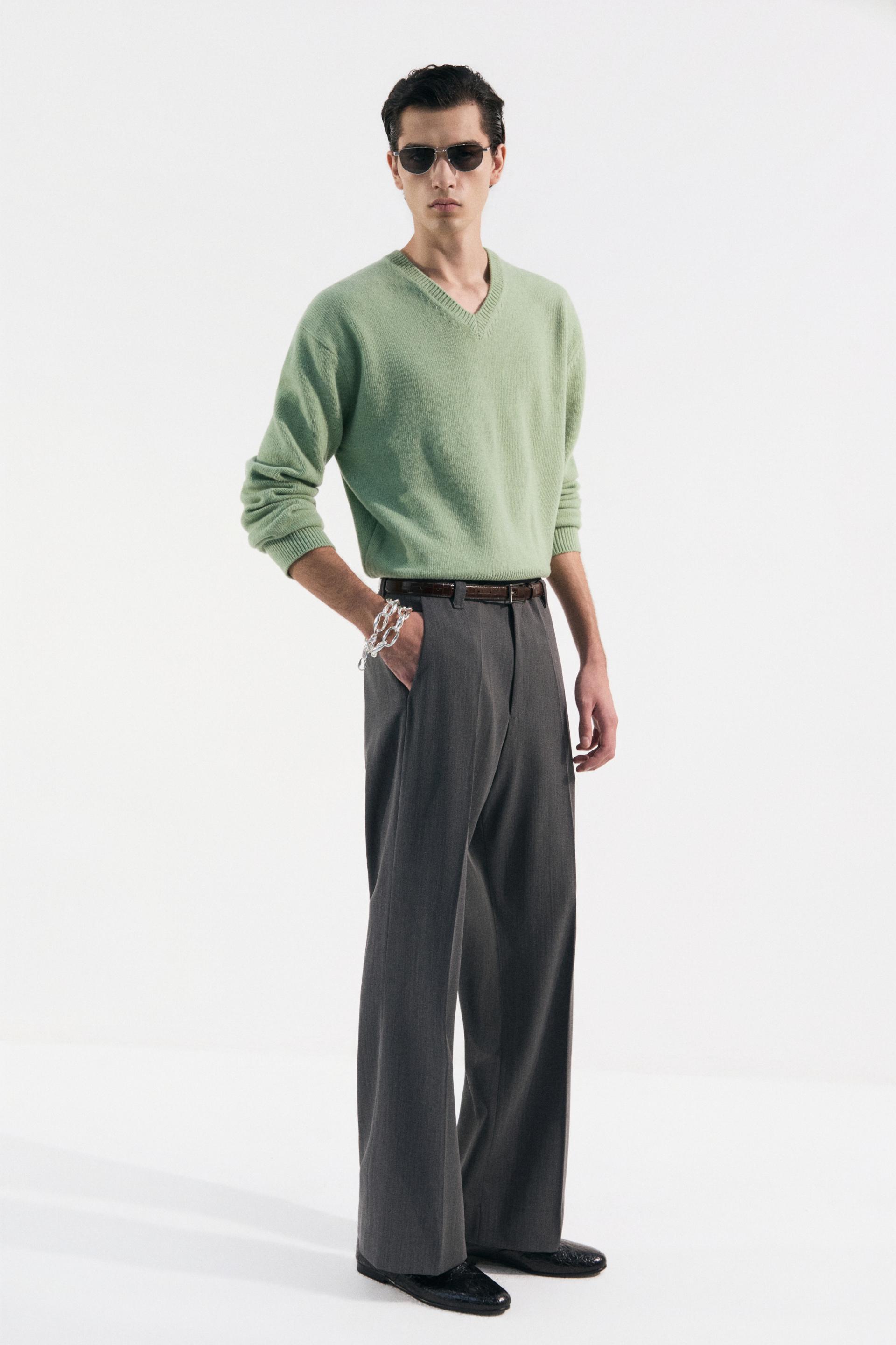 PARMA WOOL TL CLASSIC V-NECK SWEATER PEPPERMINT