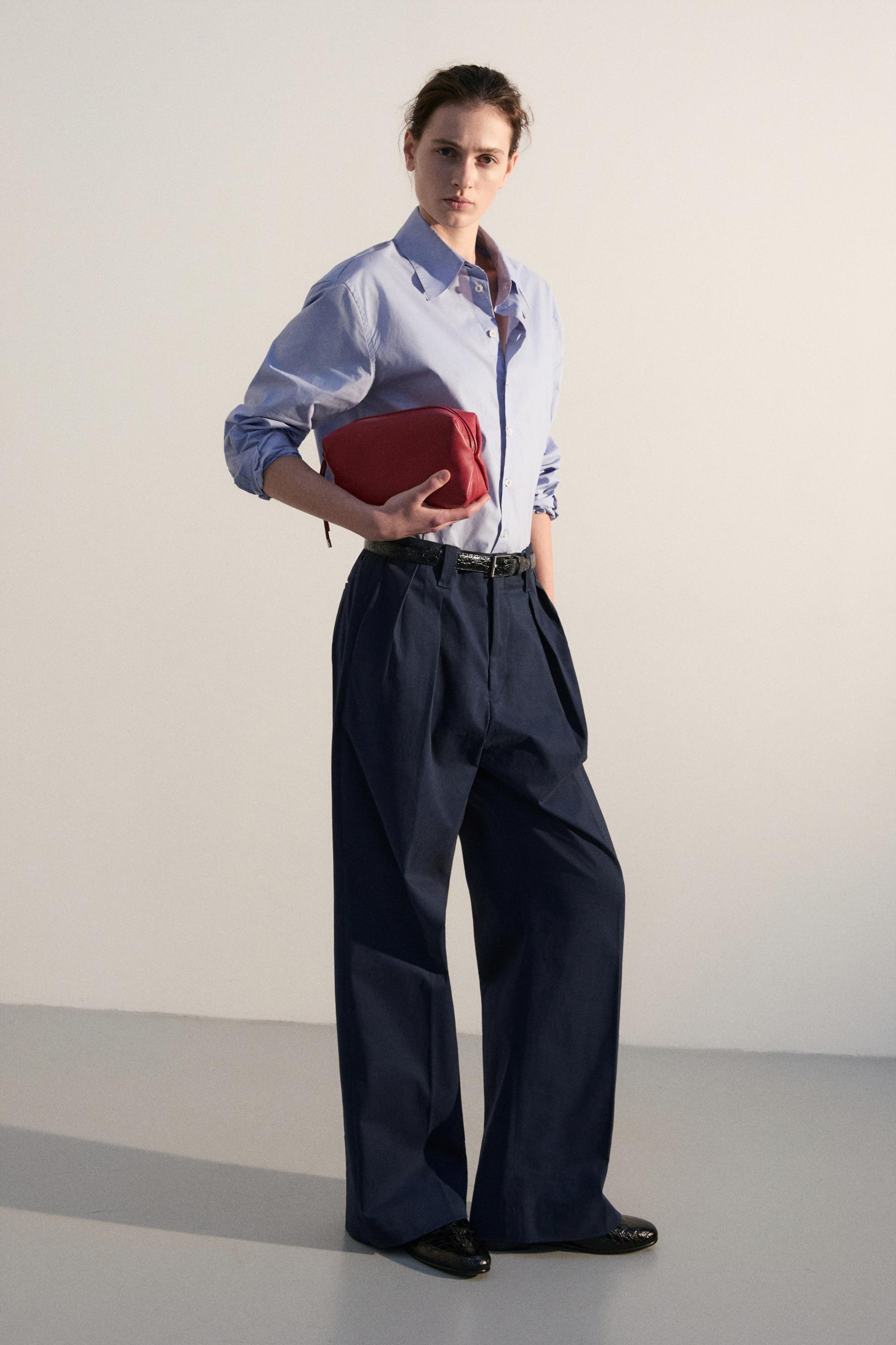 SOLID COTTON POPLIN BOY SHIRT BLUE