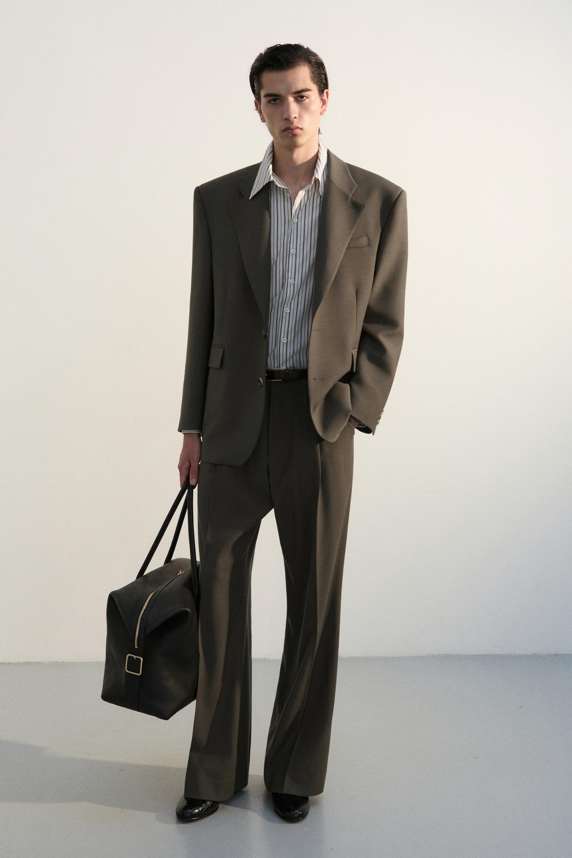 GALA PLEATED WIDE-LEG TROUSERS DARK CEDAR