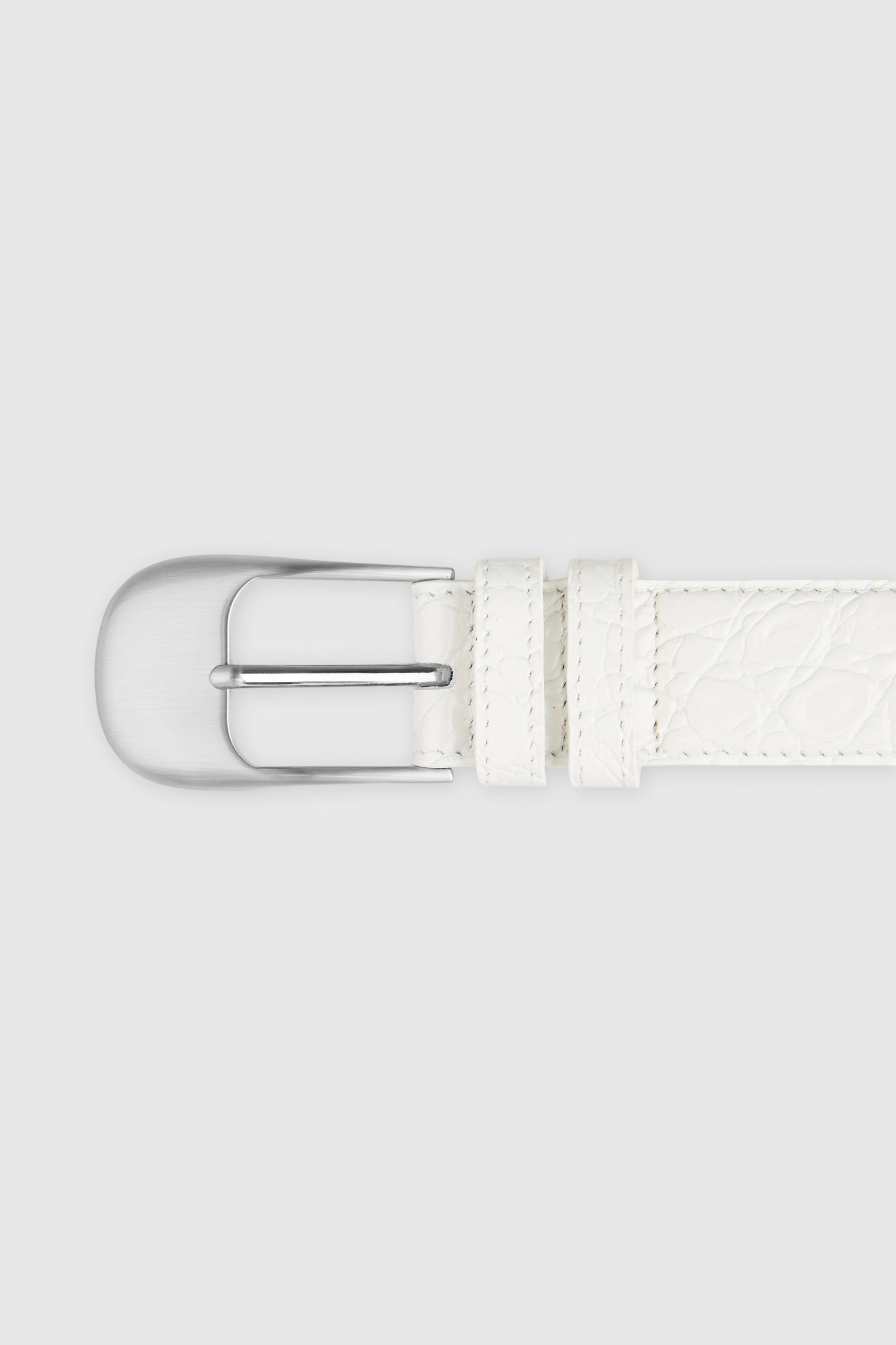OMBRA BUCKLE BELT WHITE CROCO SILVER