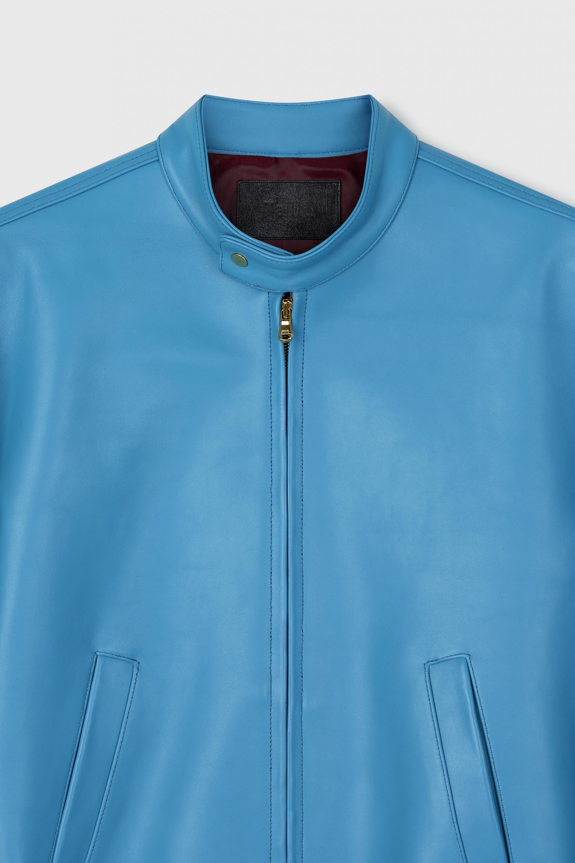 COMAN LAMBSKIN CAFE RACER JACKET OLD TURQUOISE
