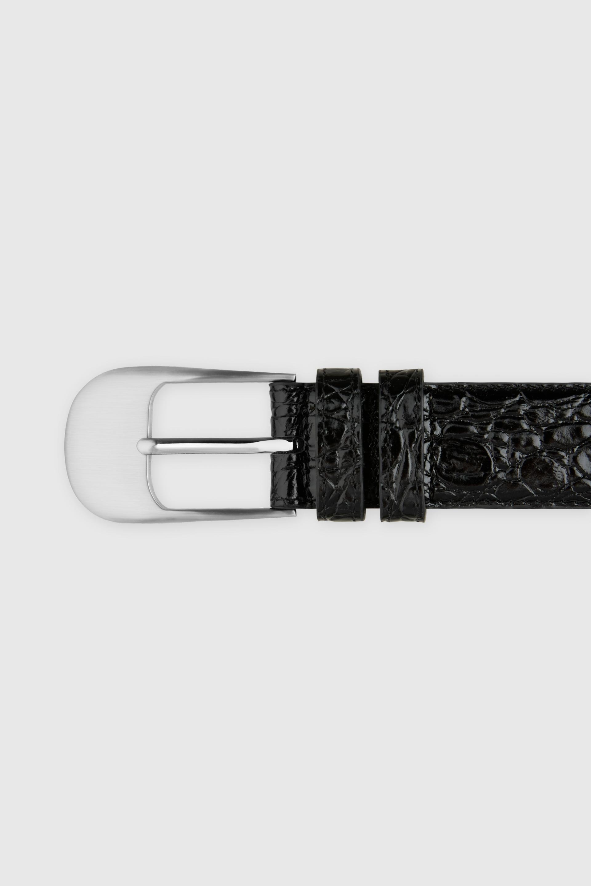 OMBRA BUCKLE BELT BLACK CROCO SILVER