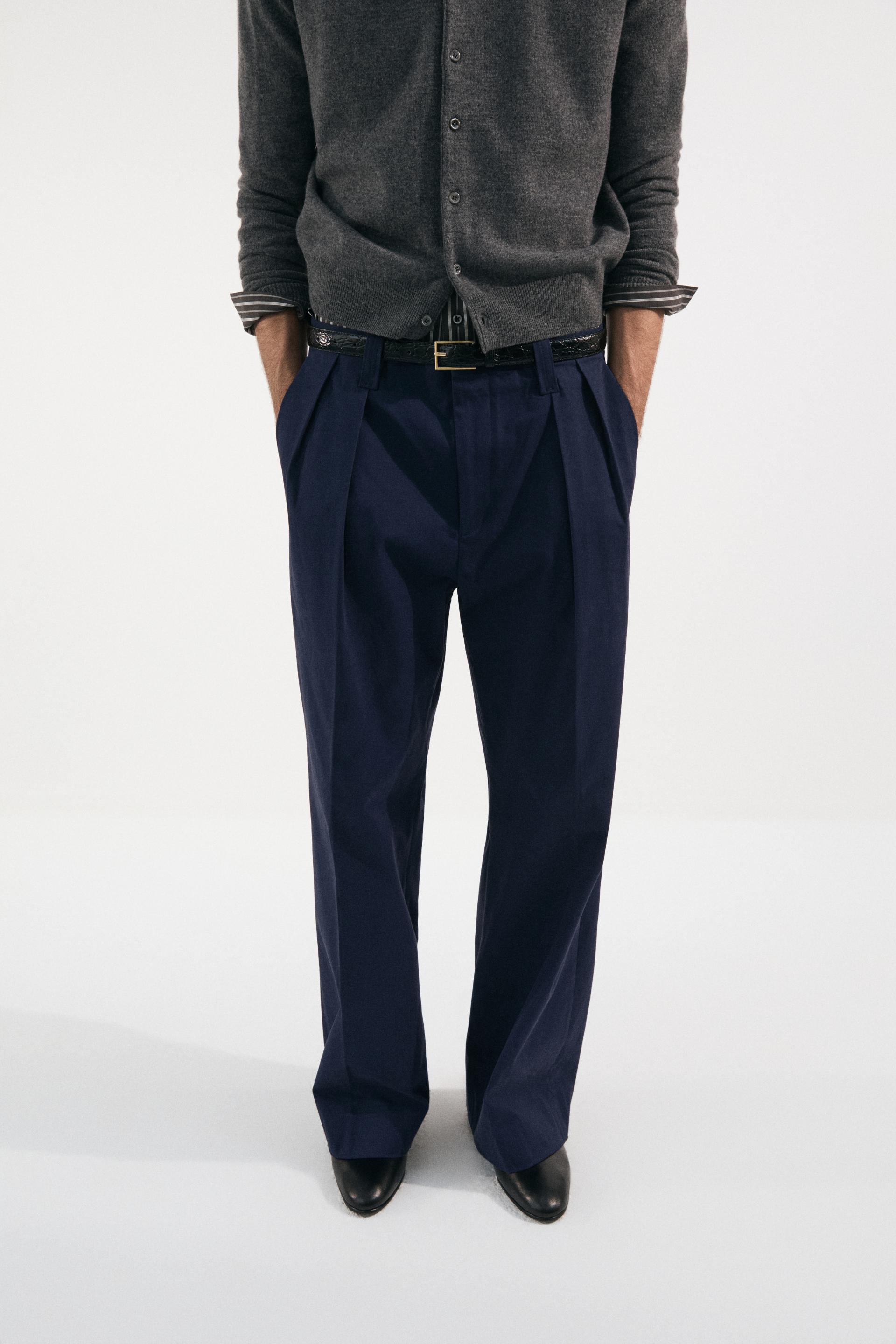 KILT TAILORED COTTON TROUSERS BLUE NAVY
