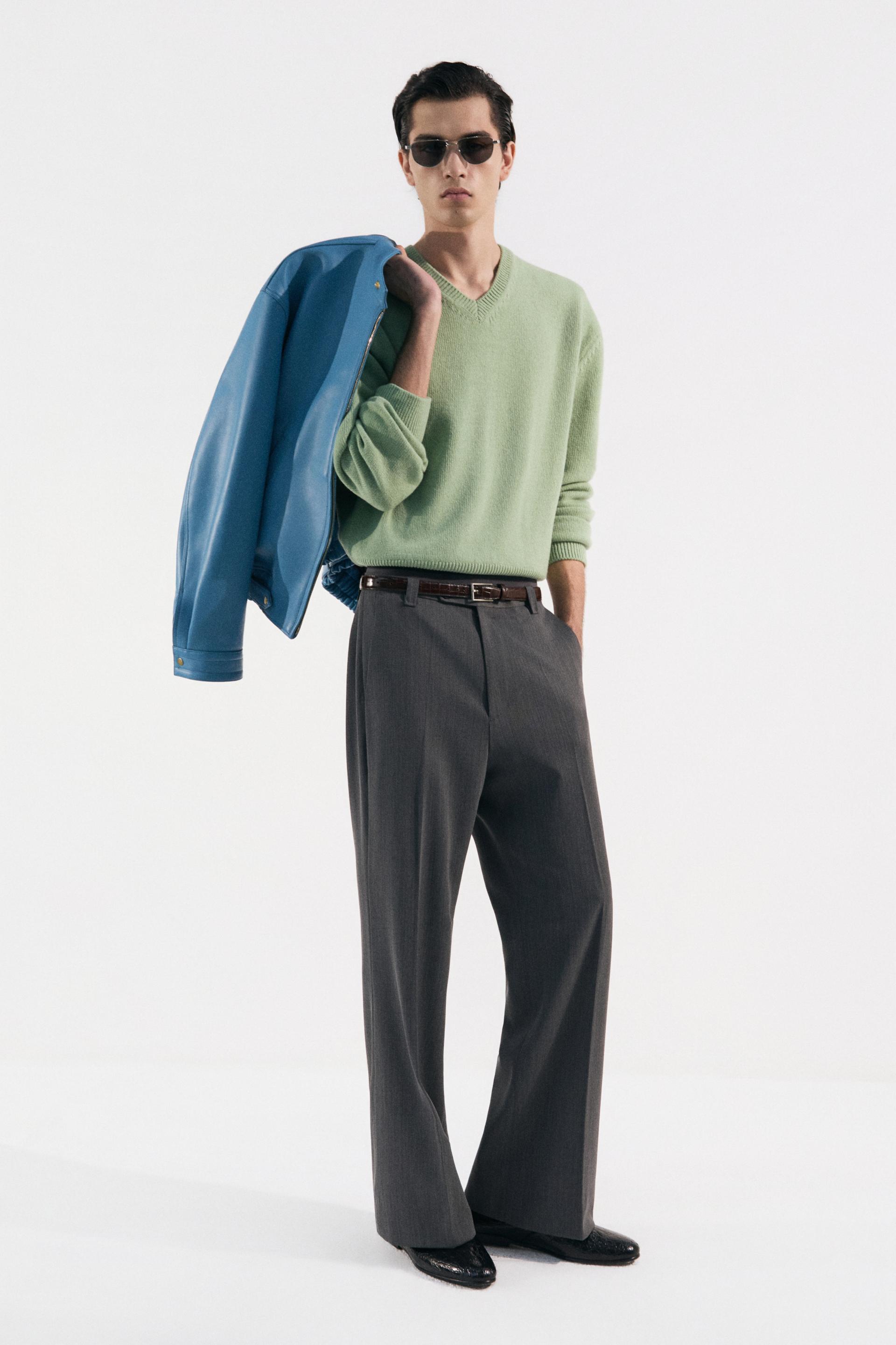 PARMA WOOL TL CLASSIC V-NECK SWEATER PEPPERMINT