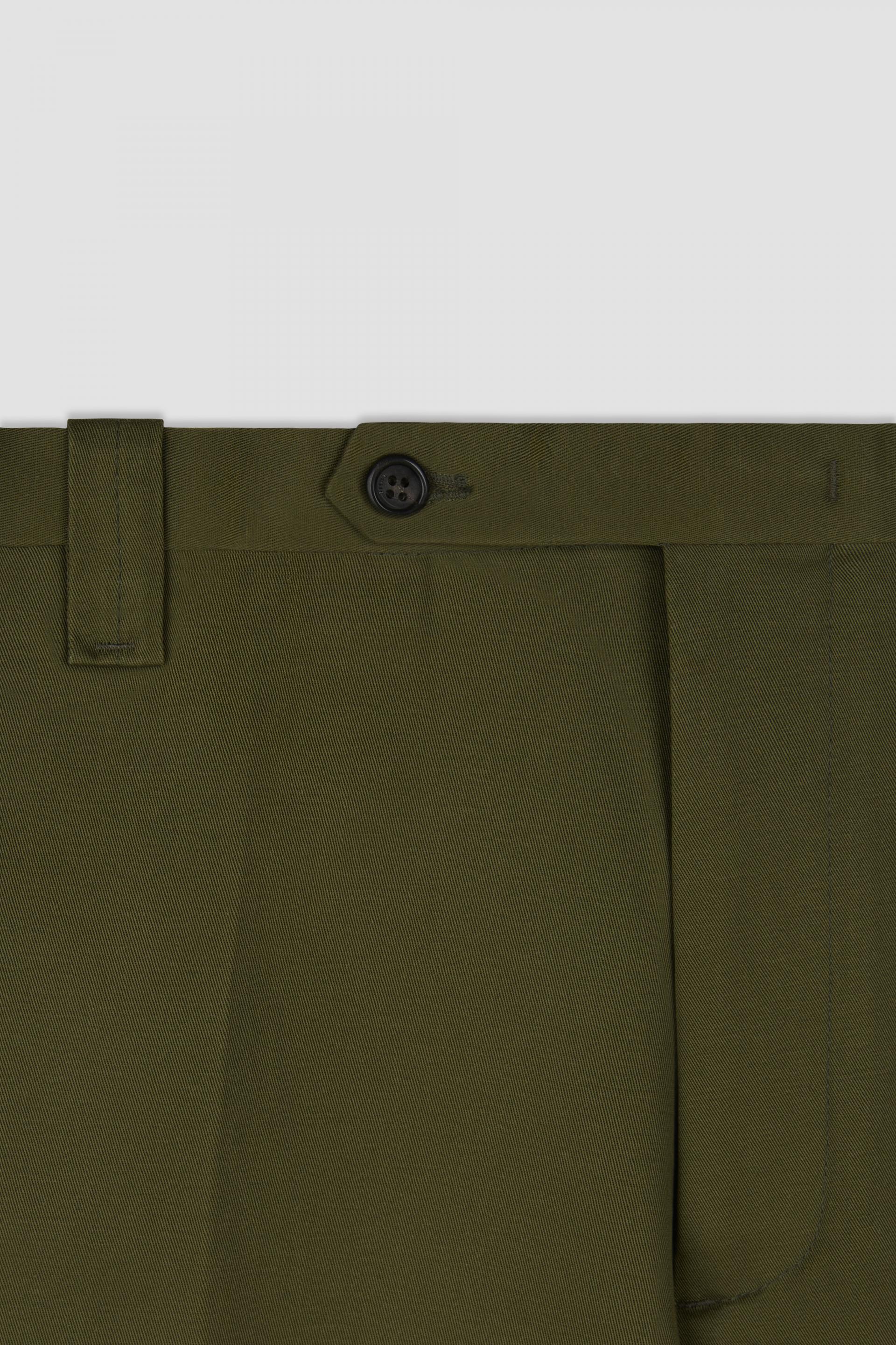 FONTA COTTON DRESS TROUSERS OLIVE DROP