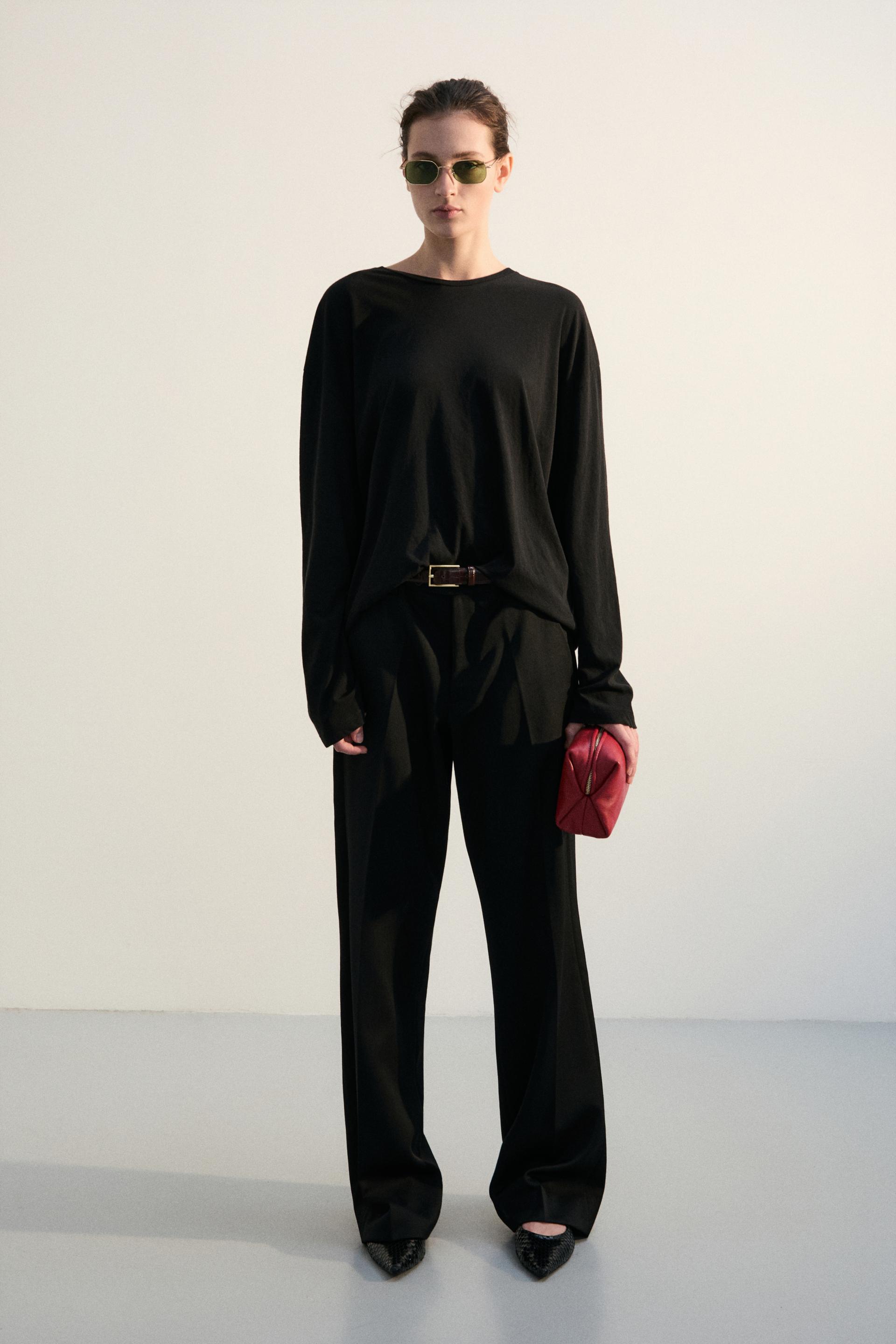 COTTON SILKY JERSEY TOP BLACK