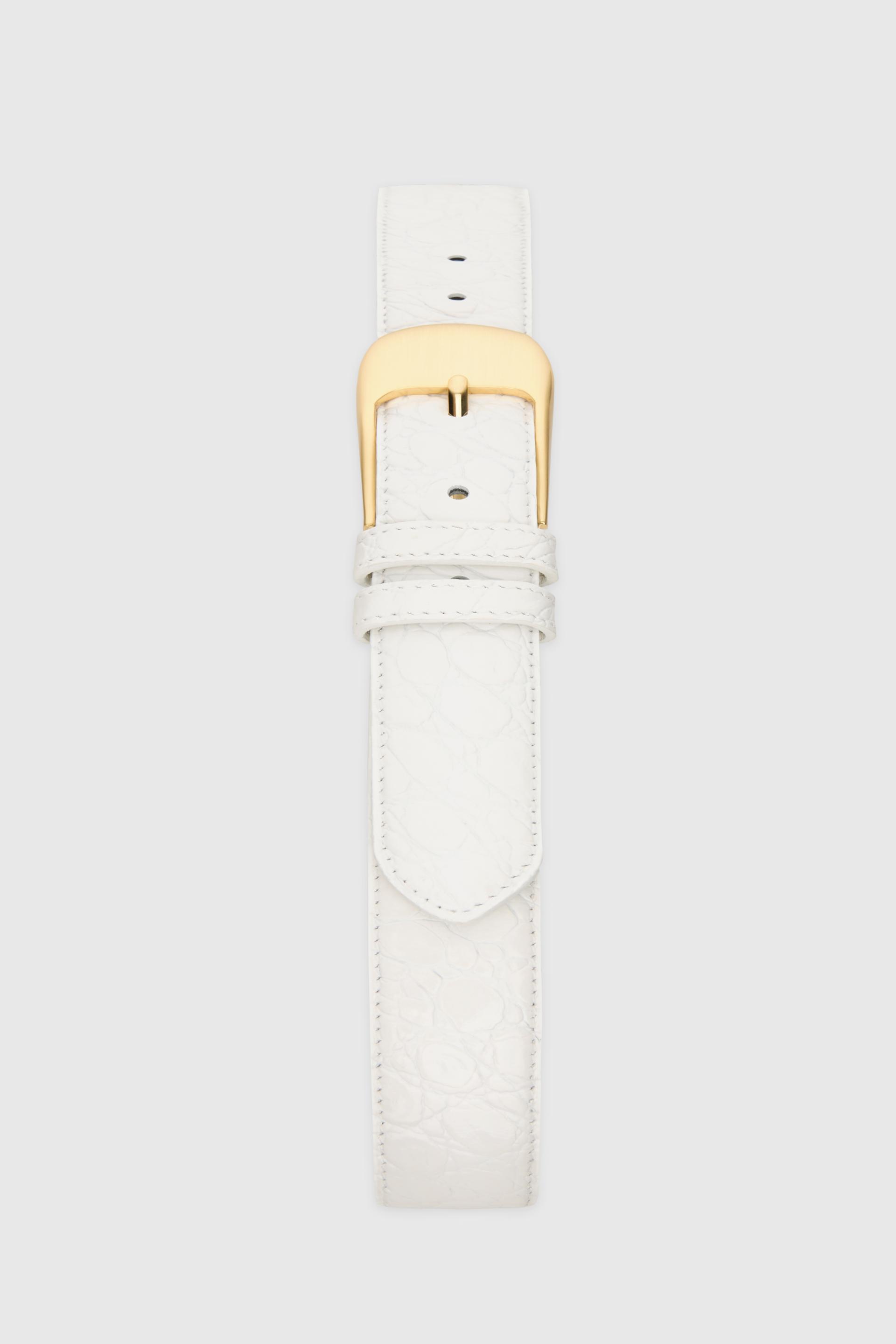 OMBRA BUCKLE BELT WHITE CROCO GOLD
