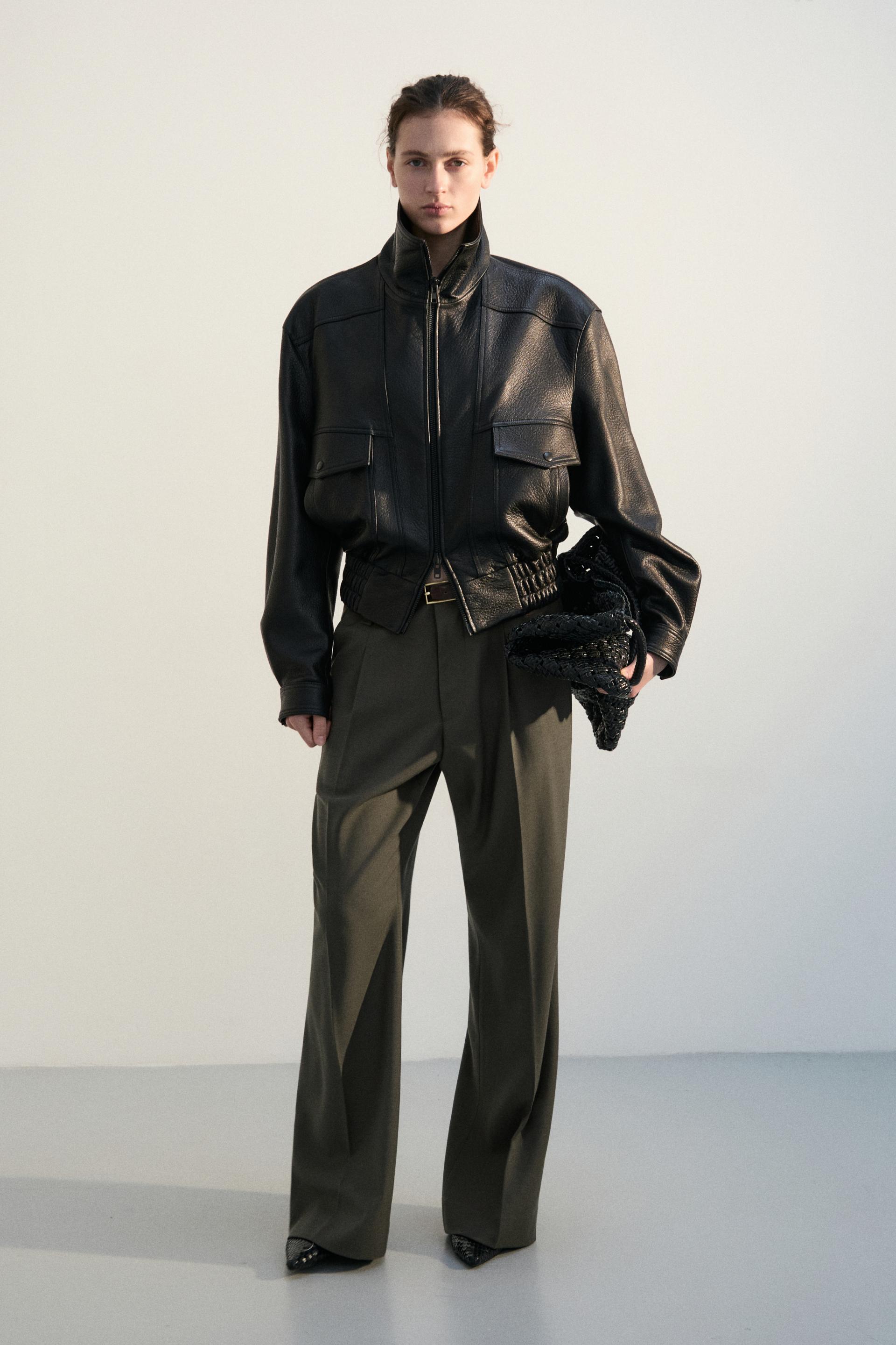 GALA PLEATED WIDE-LEG TROUSERS DARK CEDAR